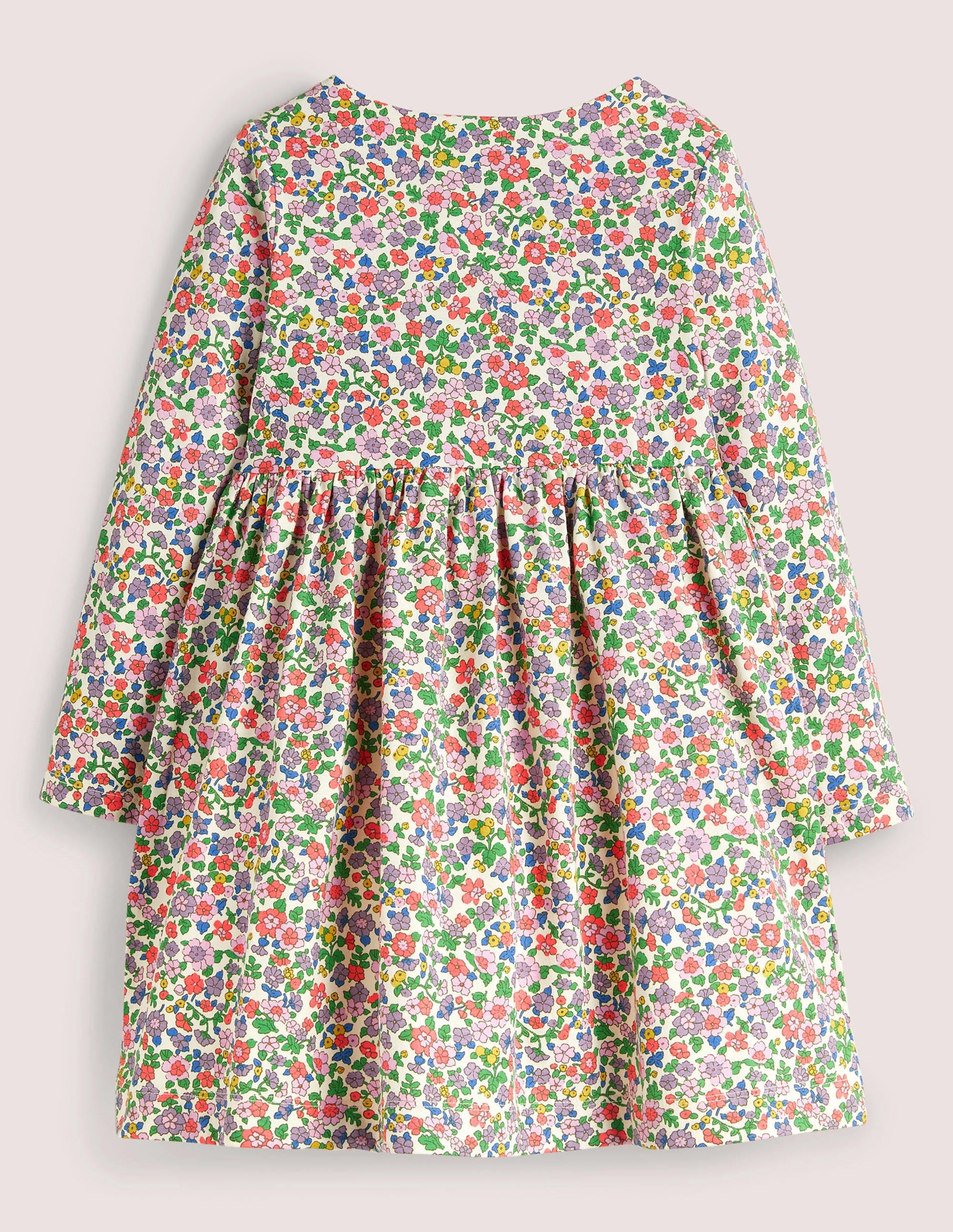 Long Sleeve Fun Jersey Dress-Ivory/Aster Purple Floral - Image 2