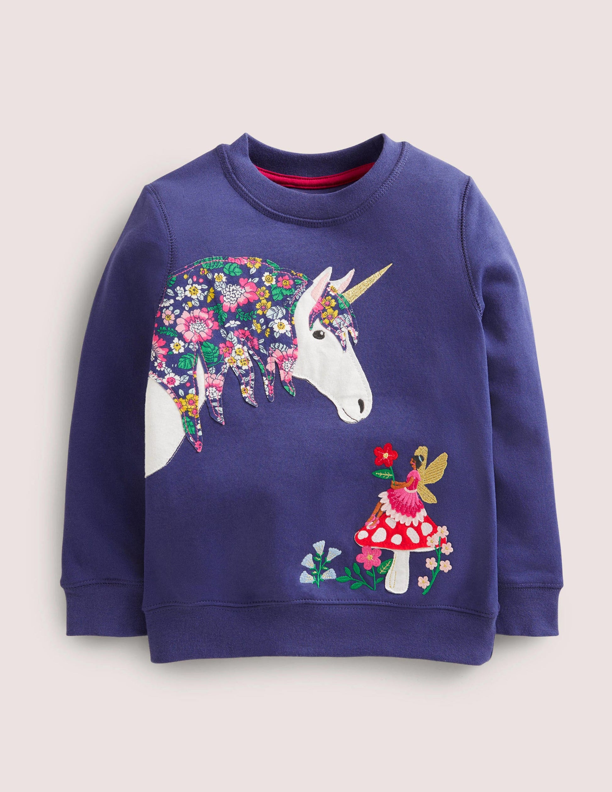 Cosy Appliqué Sweatshirt-Starboard Blue Unicorn-1