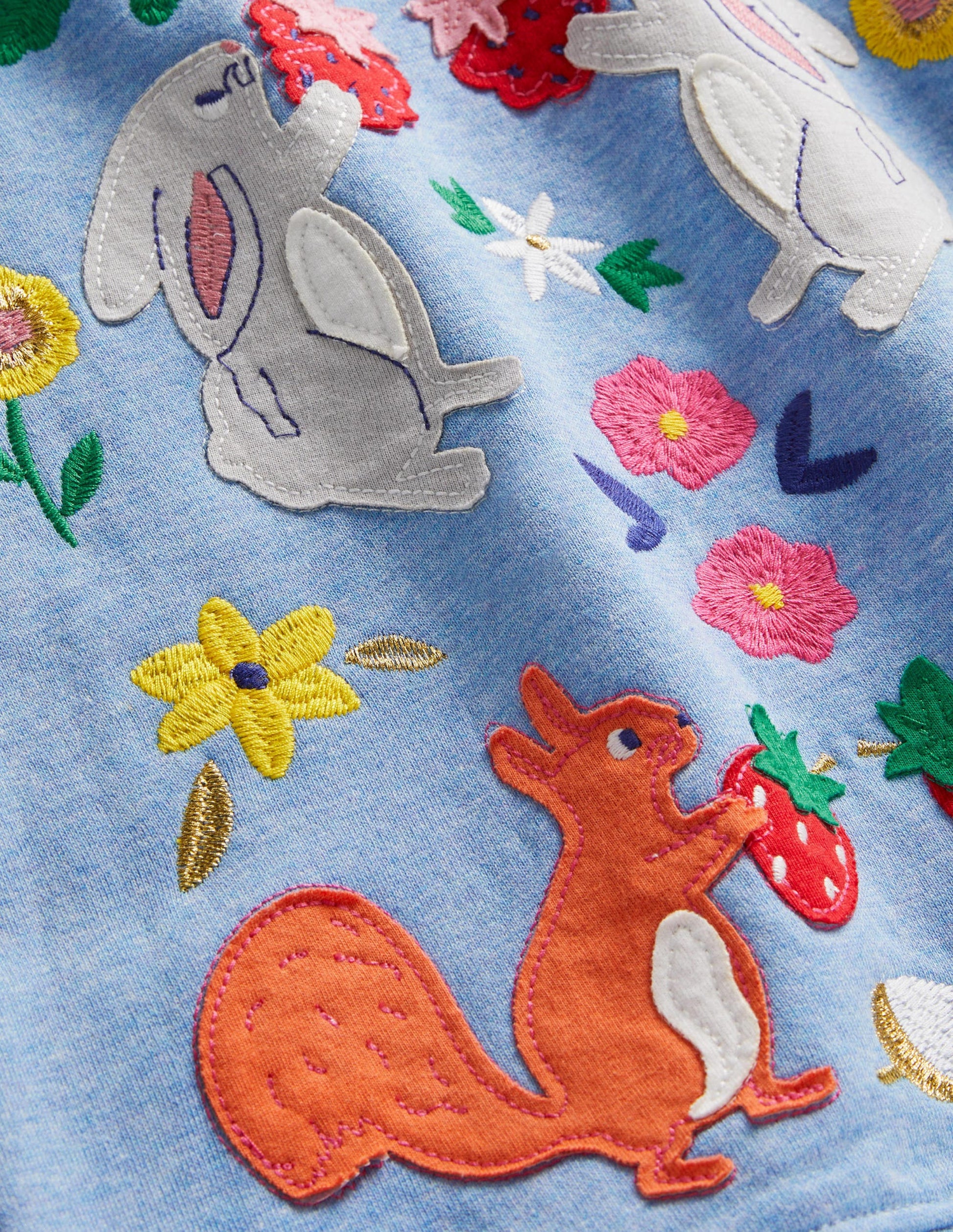 Cosy Appliqué Sweatshirt-Riviera Blue Woodland Animals-3