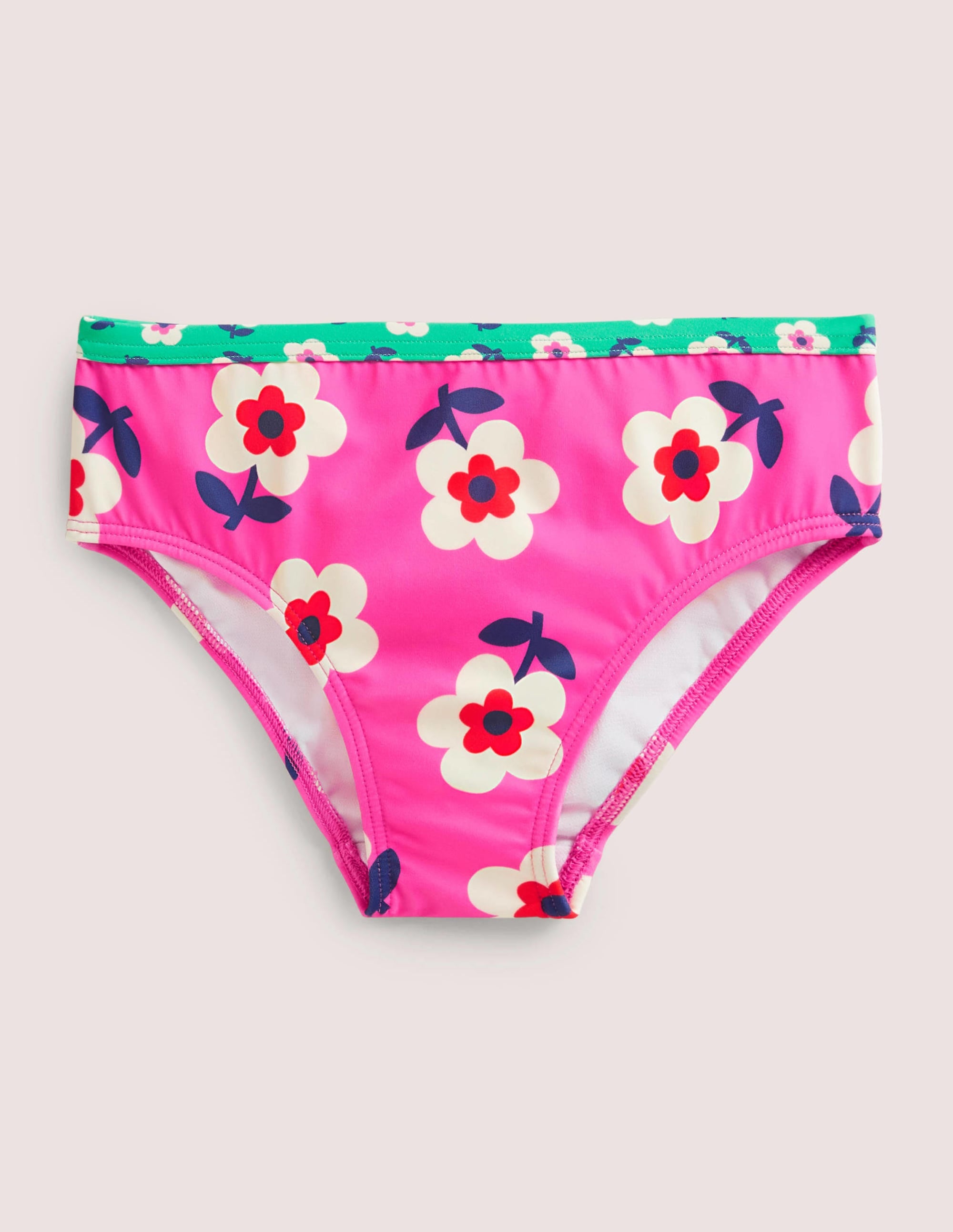Patterned Bikini Bottoms-Tickled Pink Daisy - Image 1