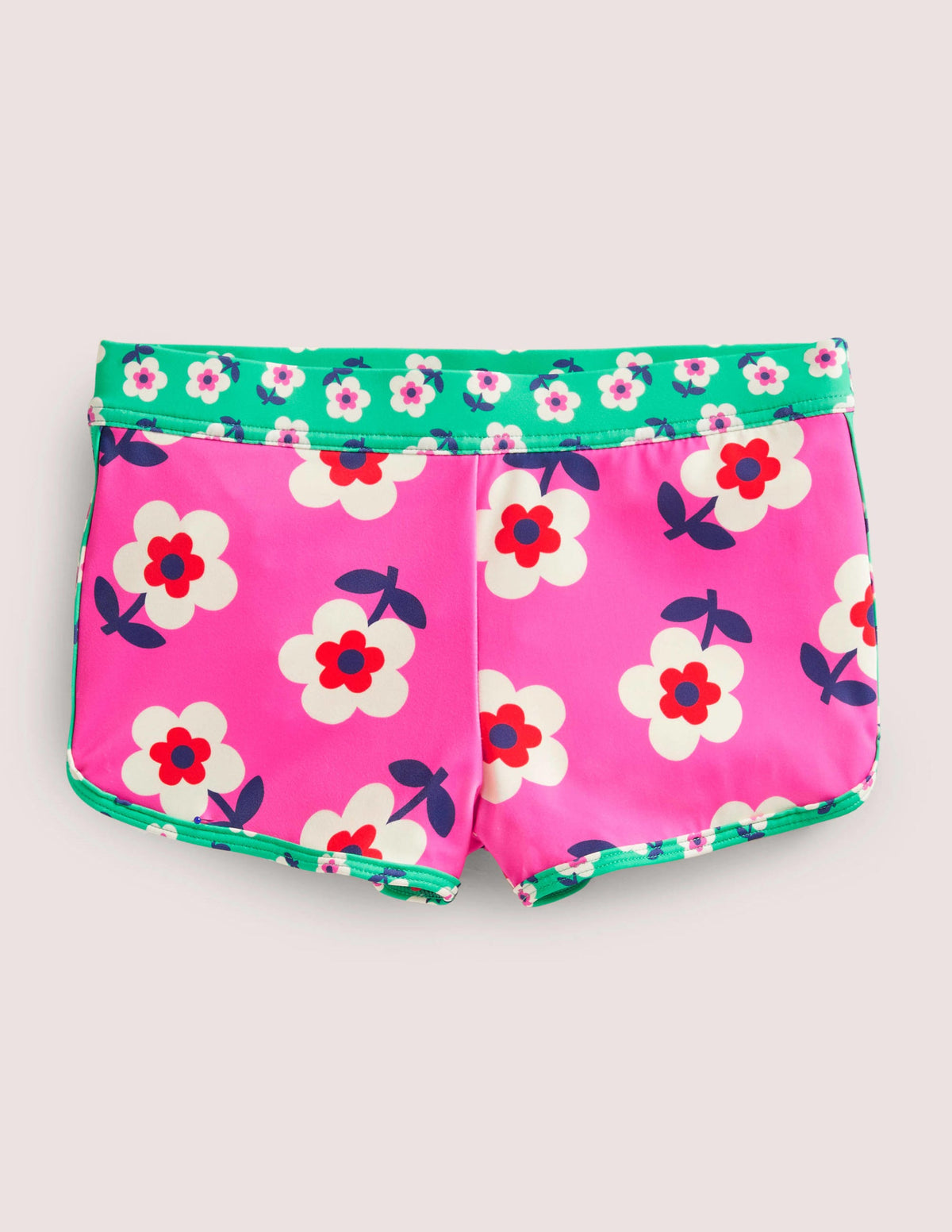 Patterned Swim Shorts-Tickled Pink Daisy-1