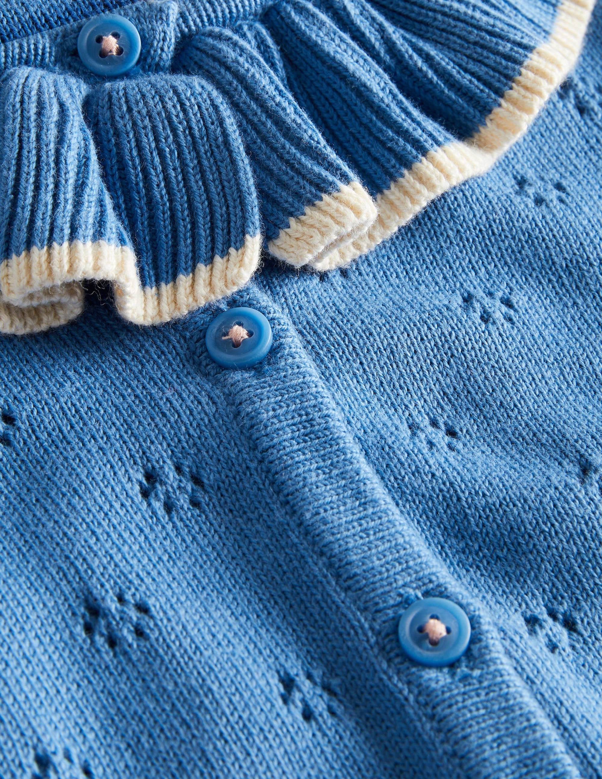 Collared Pointelle Cardigan-Elizabethan Blue - Image 3