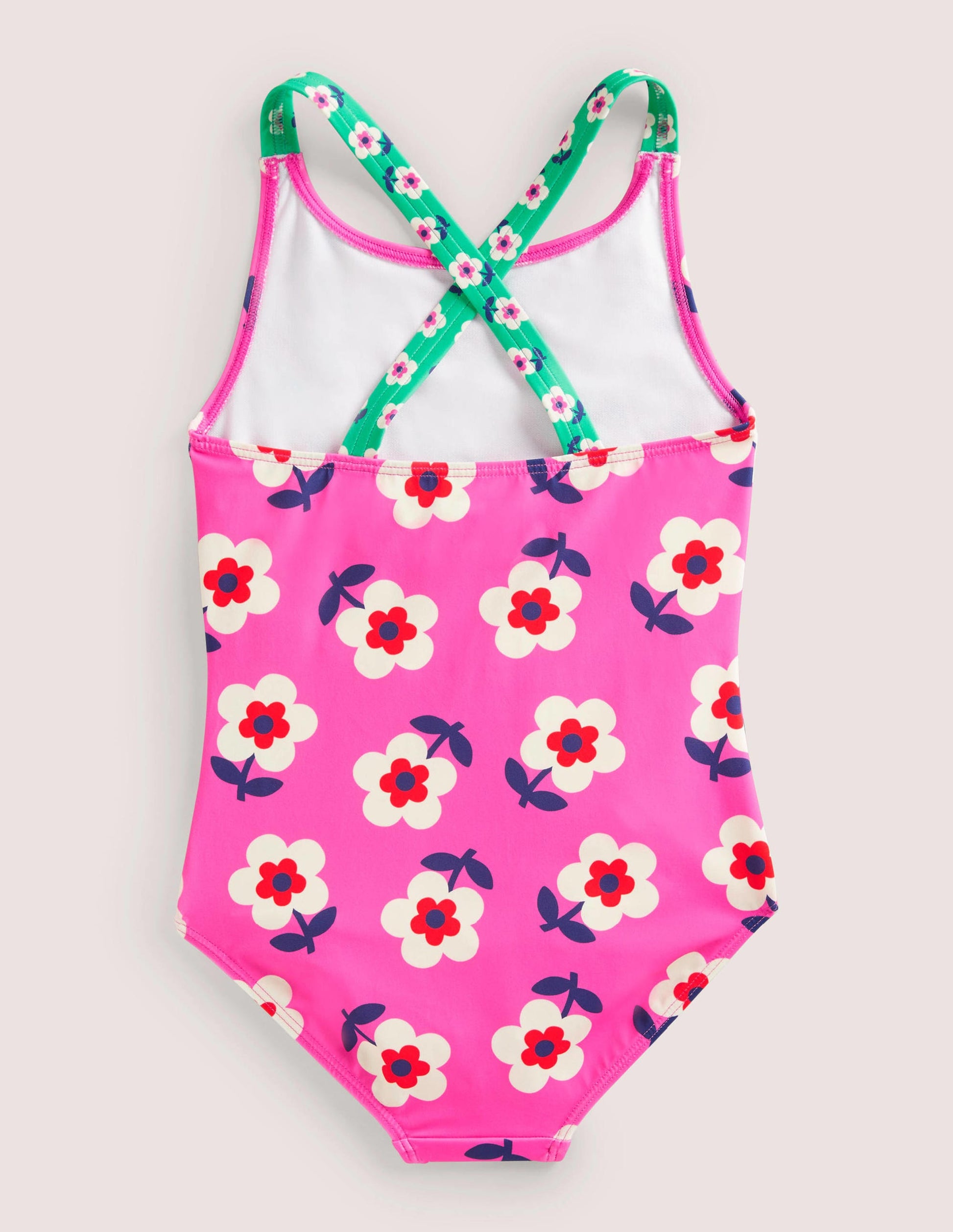Cross-back Printed Swimsuit-Tickled Pink Daisy-2
