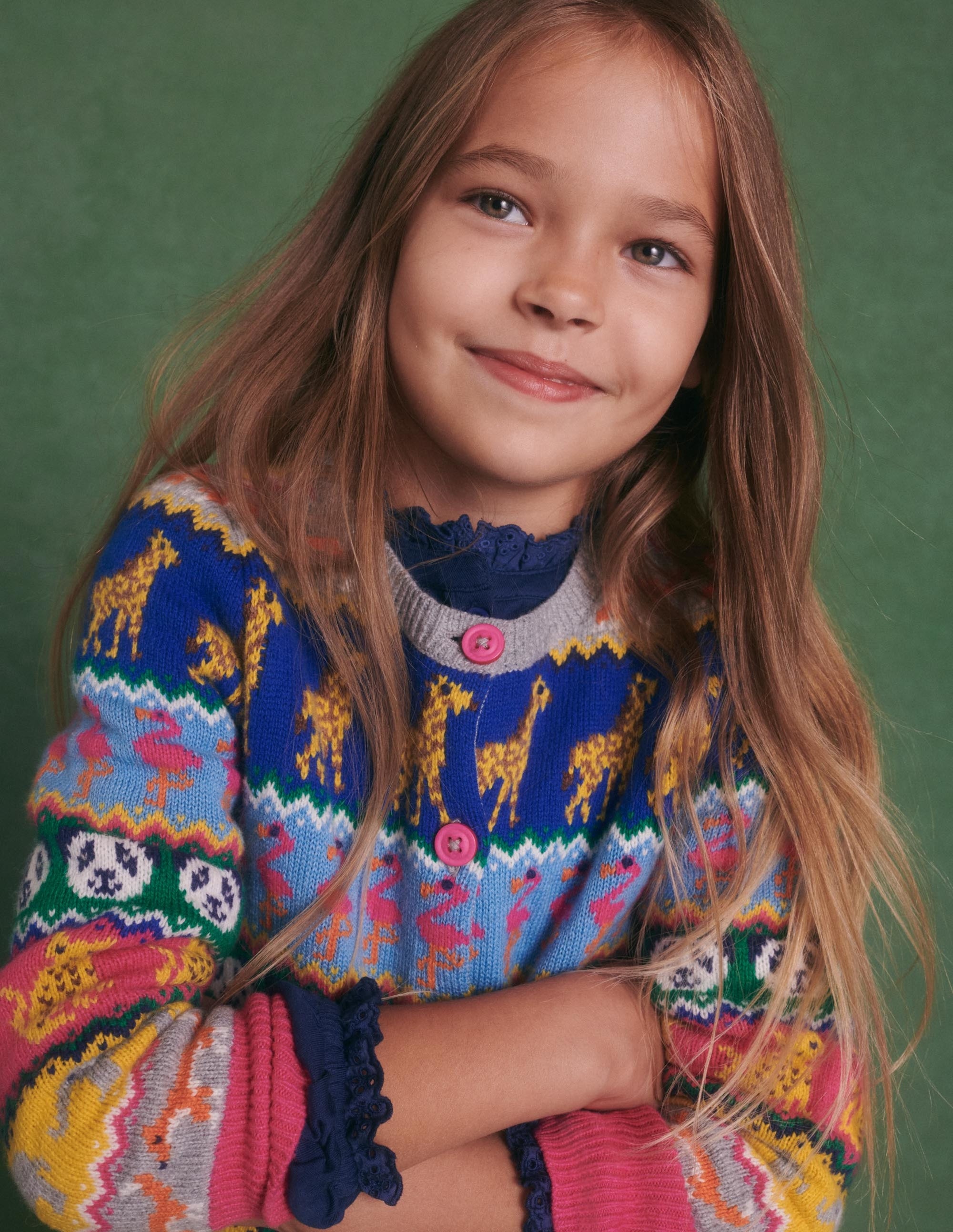 Rainbow Animal Stripe Fair Isle Cardigan-Multi Animal Fair Isle - Image 4
