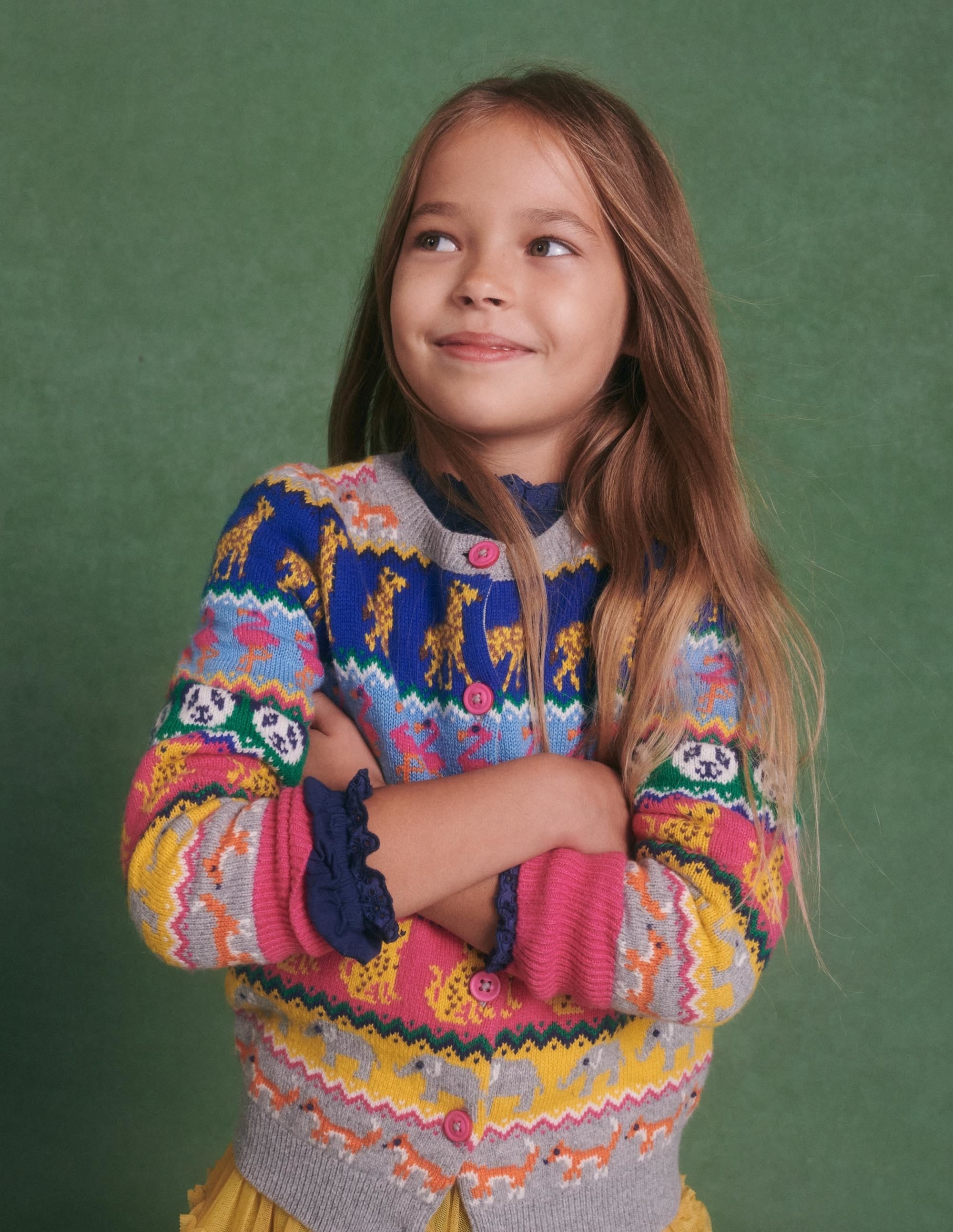 Rainbow Animal Stripe Fair Isle Cardigan-Multi Animal Fair Isle - Image 6