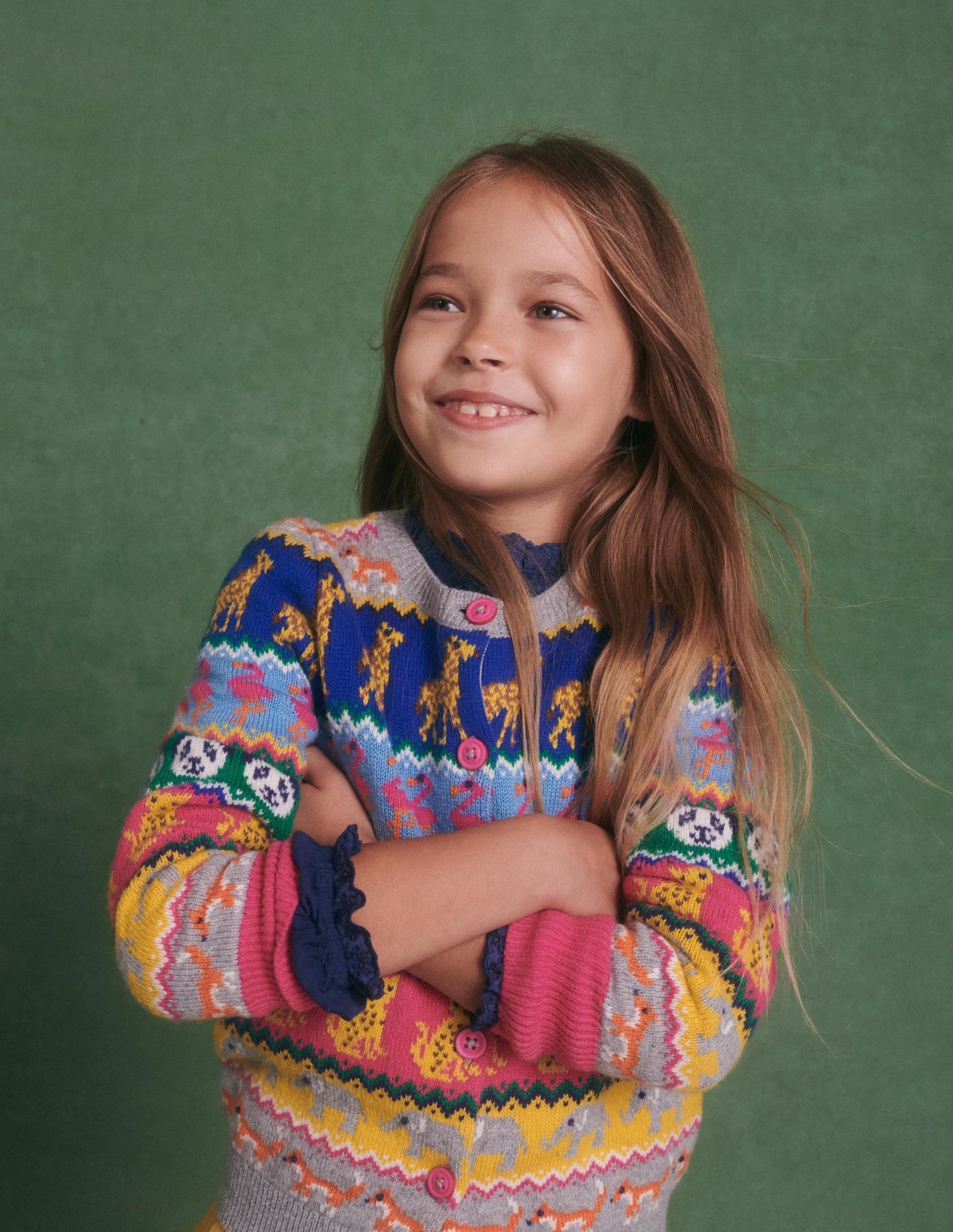 Rainbow Animal Stripe Fair Isle Cardigan-Multi Animal Fair Isle-7