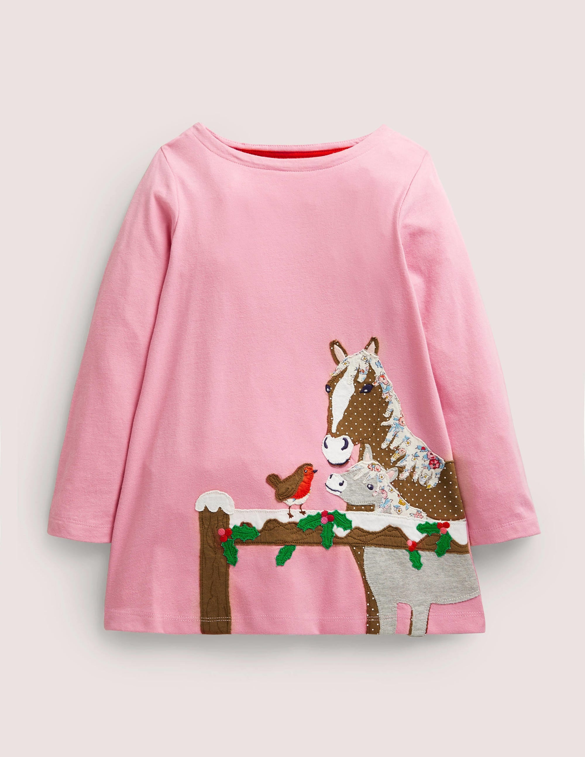 Fun Appliqué Tunic-Formica Pink Horses - Image 1