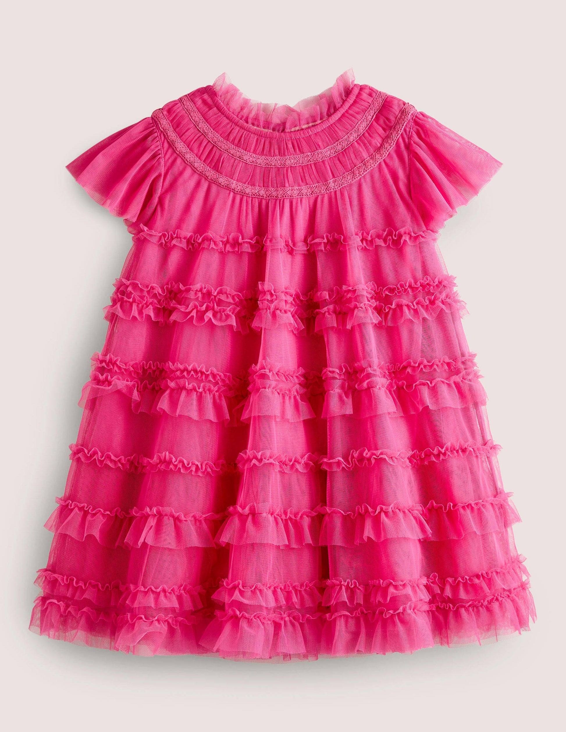 Pink Tulle Tiered Party Dress-Sweet Pink-1