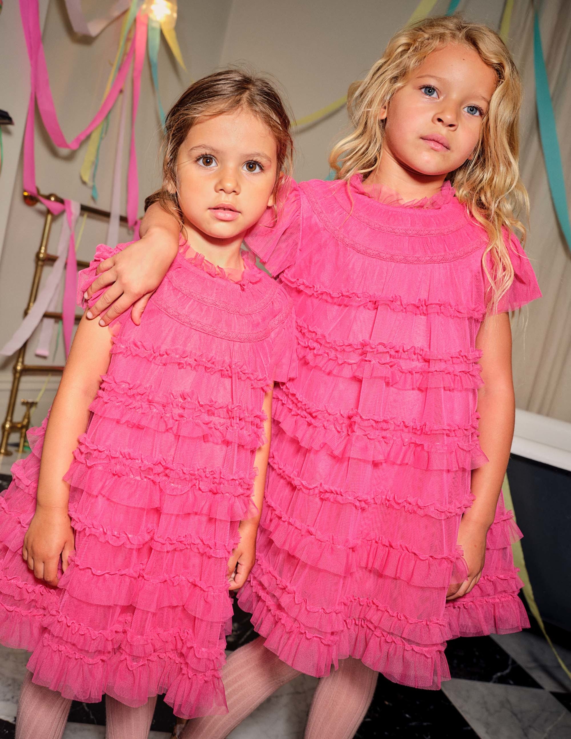 Pink Tulle Tiered Party Dress-Sweet Pink - Image 4