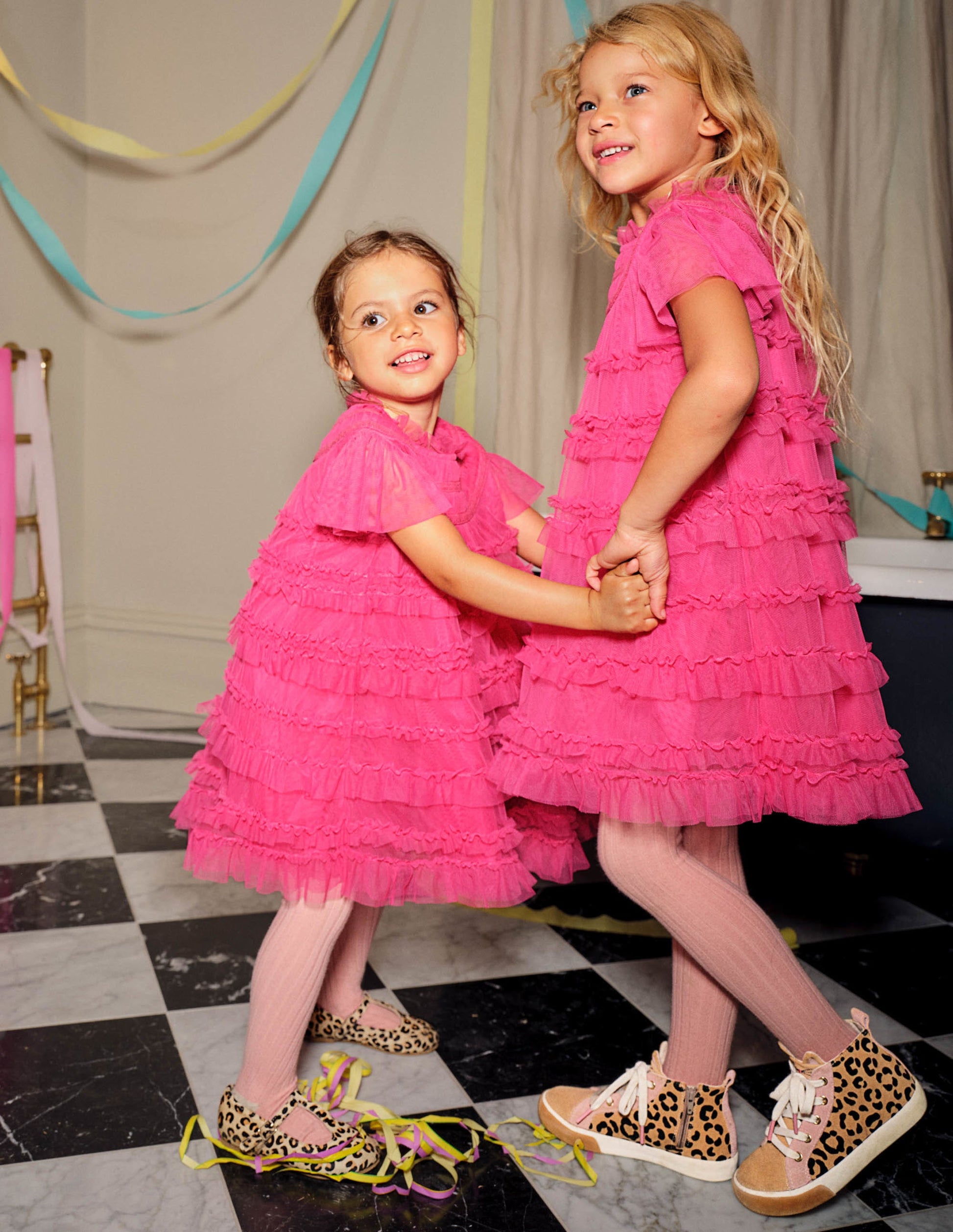 Pink Tulle Tiered Party Dress-Sweet Pink-6