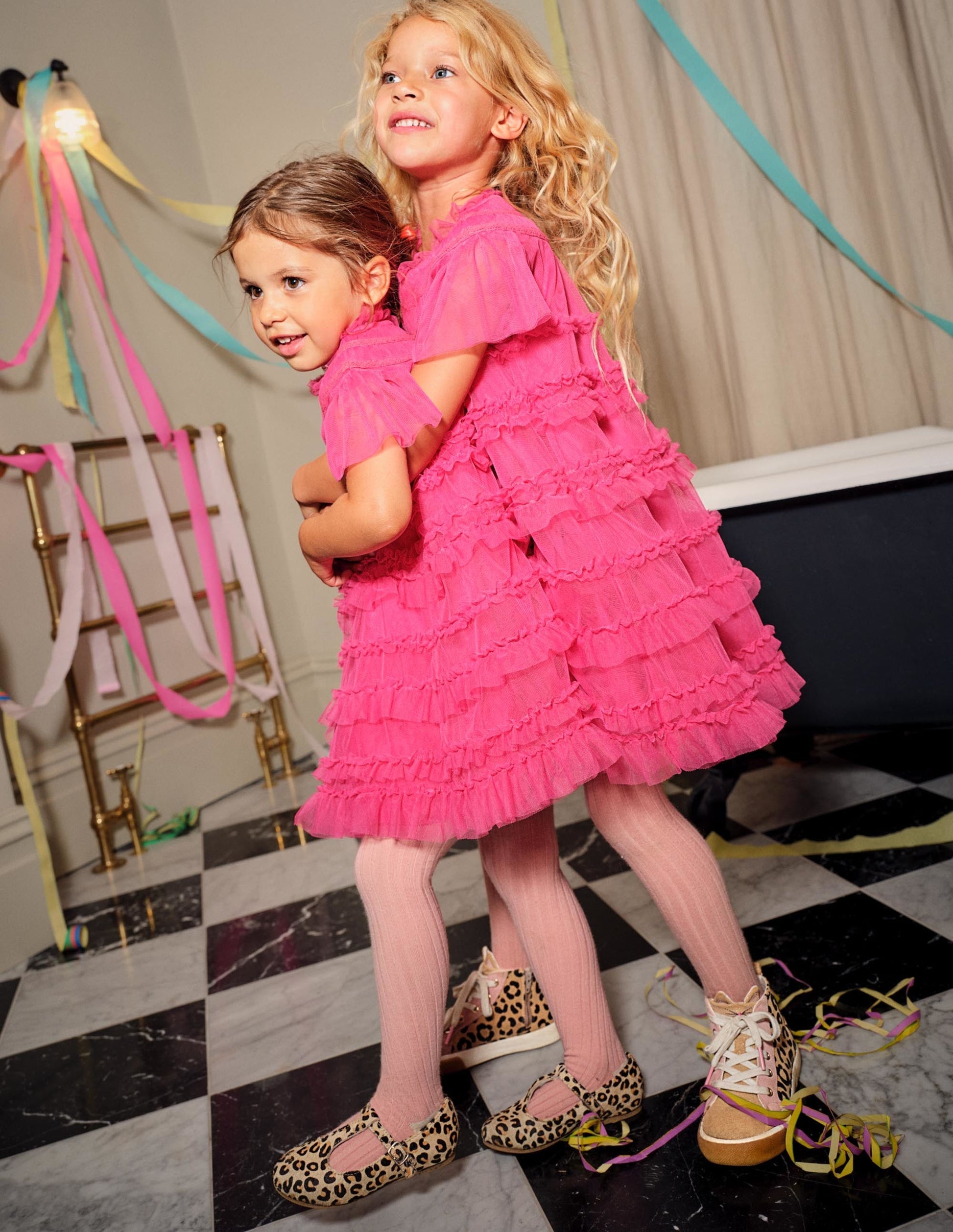 Pink Tulle Tiered Party Dress-Sweet Pink-8