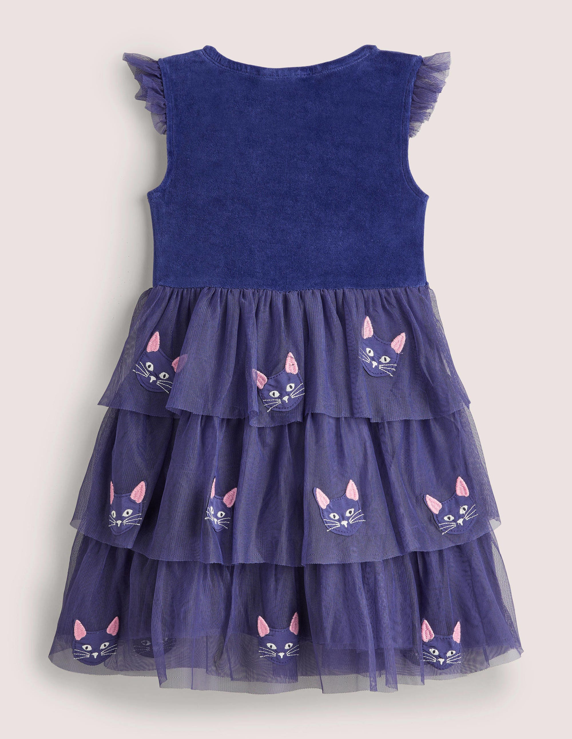 Tulle Appliqué Halloween Dress-Starboard Blue Cat - Image 2