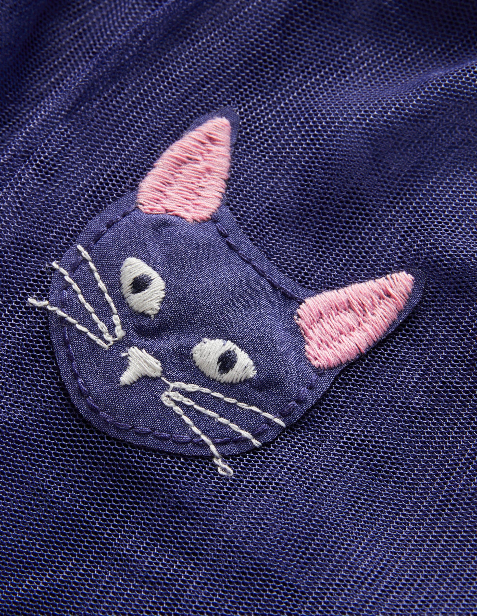 Tulle Appliqué Halloween Dress-Starboard Blue Cat-3