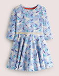 Twirly Skater Dress-Dusty Blue Magical Unicorns
