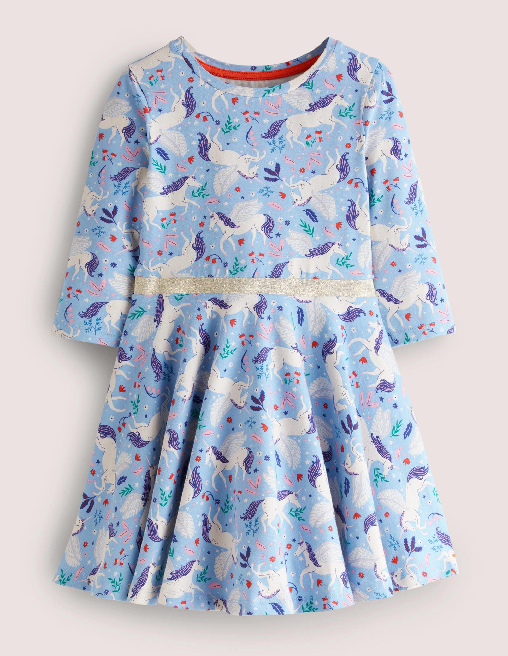 Twirly Skater Dress-Dusty Blue Magical Unicorns-1
