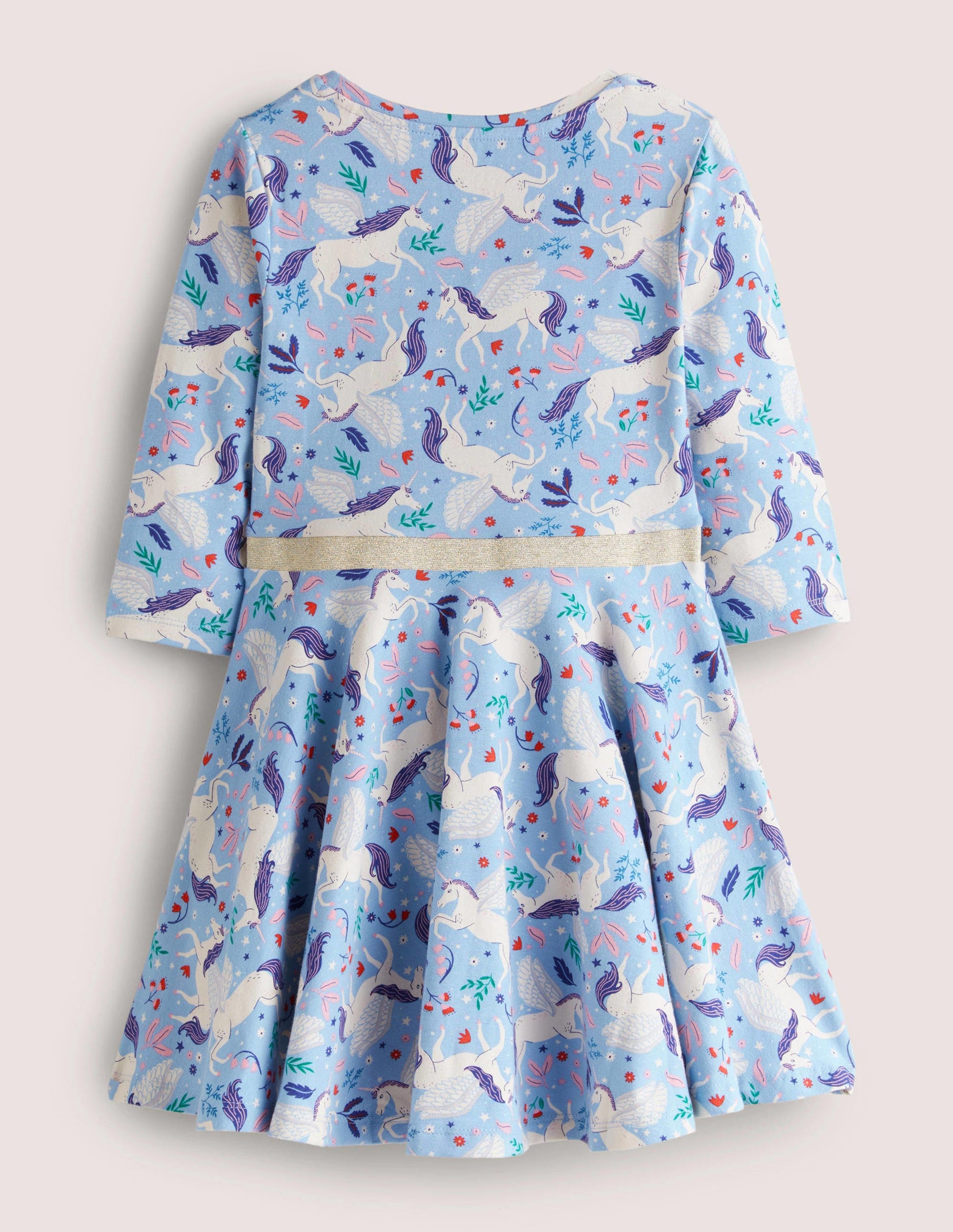 Twirly Skater Dress-Dusty Blue Magical Unicorns-2