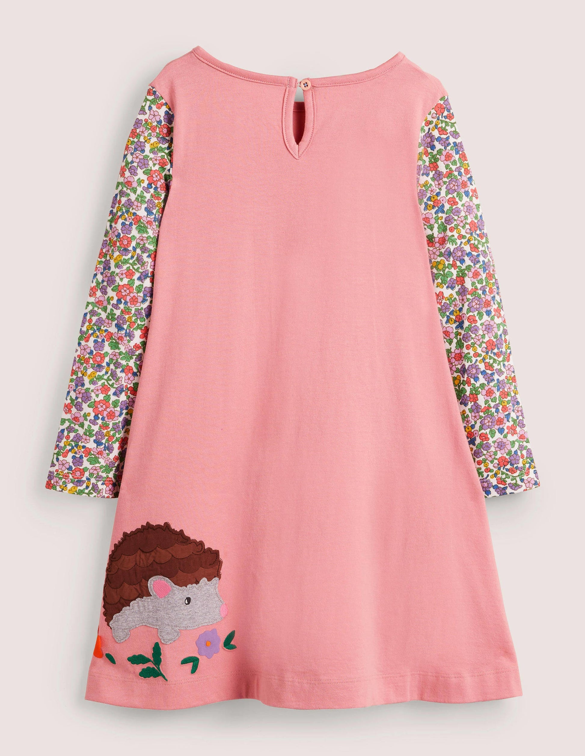 Big Appliqué Dress-Pink Hedgehogs-2
