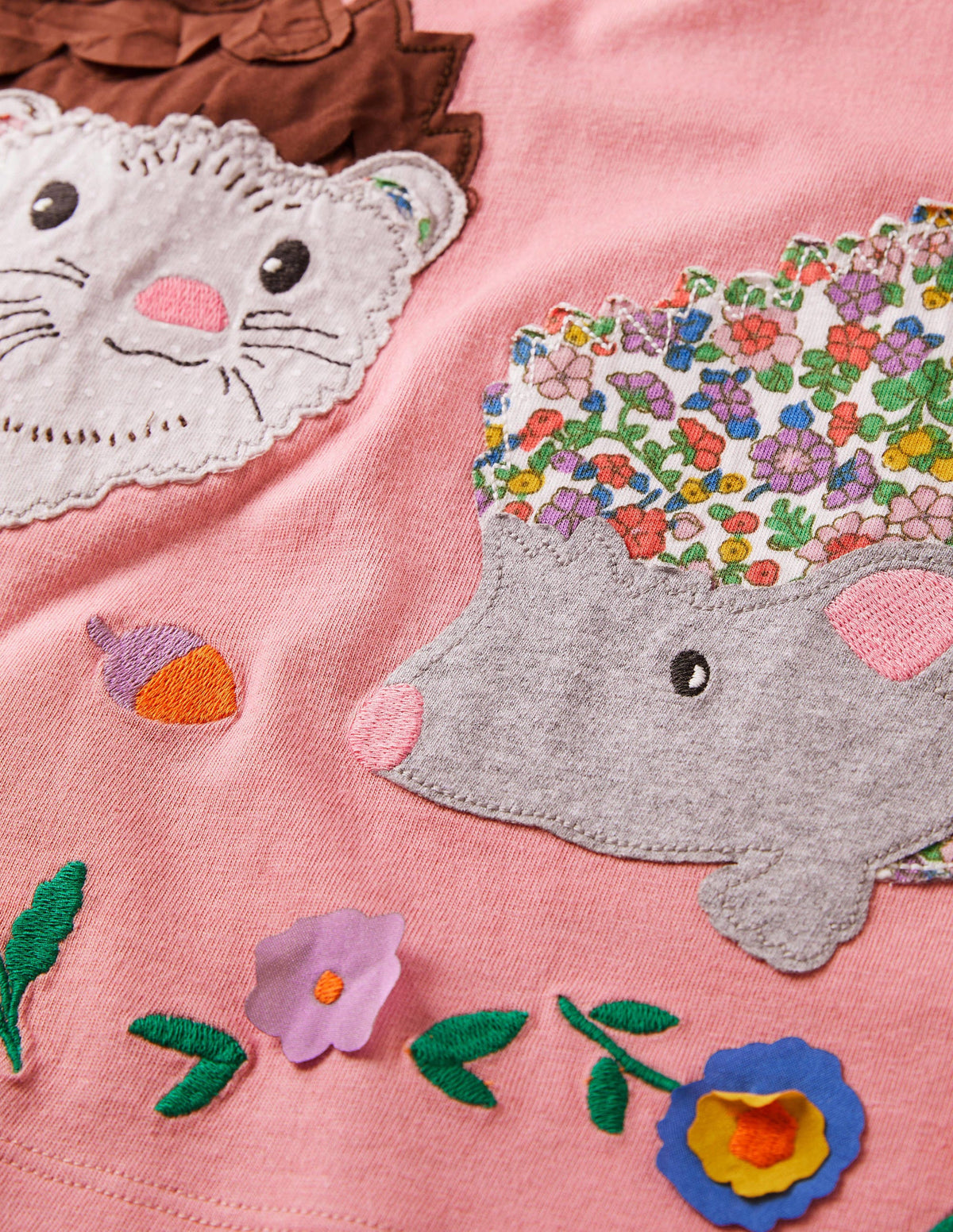 Big Appliqué Dress-Pink Hedgehogs-3