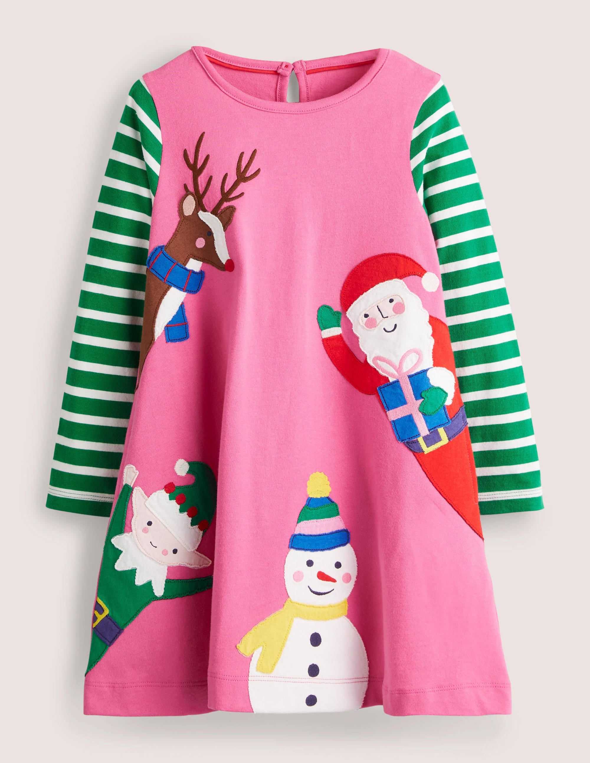 Big Appliqué Dress-Tickled Pink Christmas Friends - Image 1