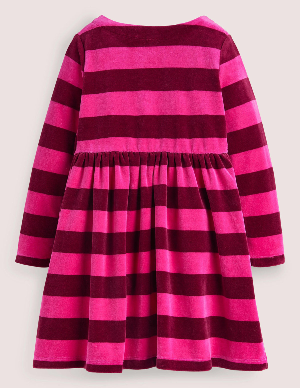 Velour Stripe Dress-Shocking Pink/ Damson Burgundy - Image 2