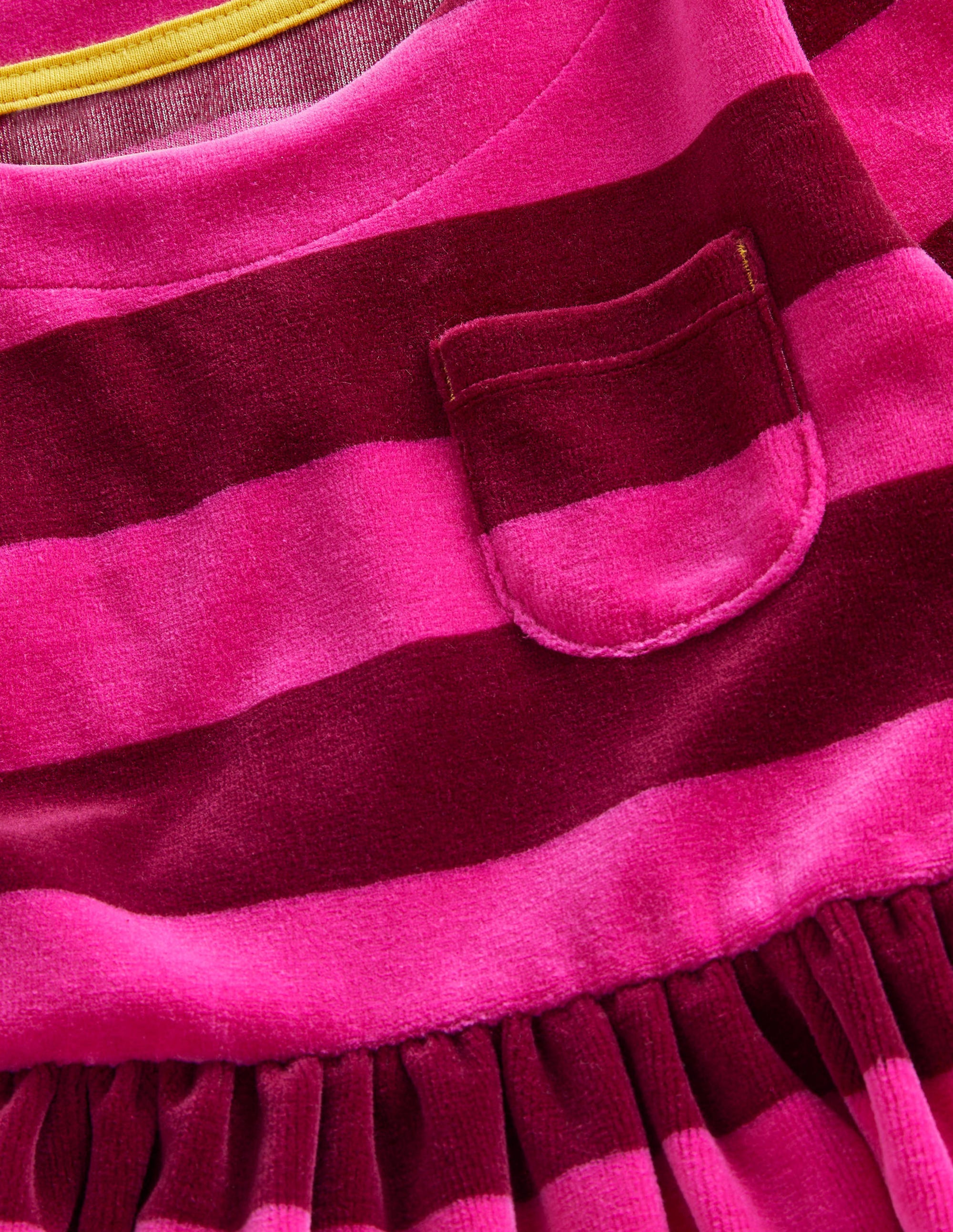 Velour Stripe Dress-Shocking Pink/ Damson Burgundy - Image 3