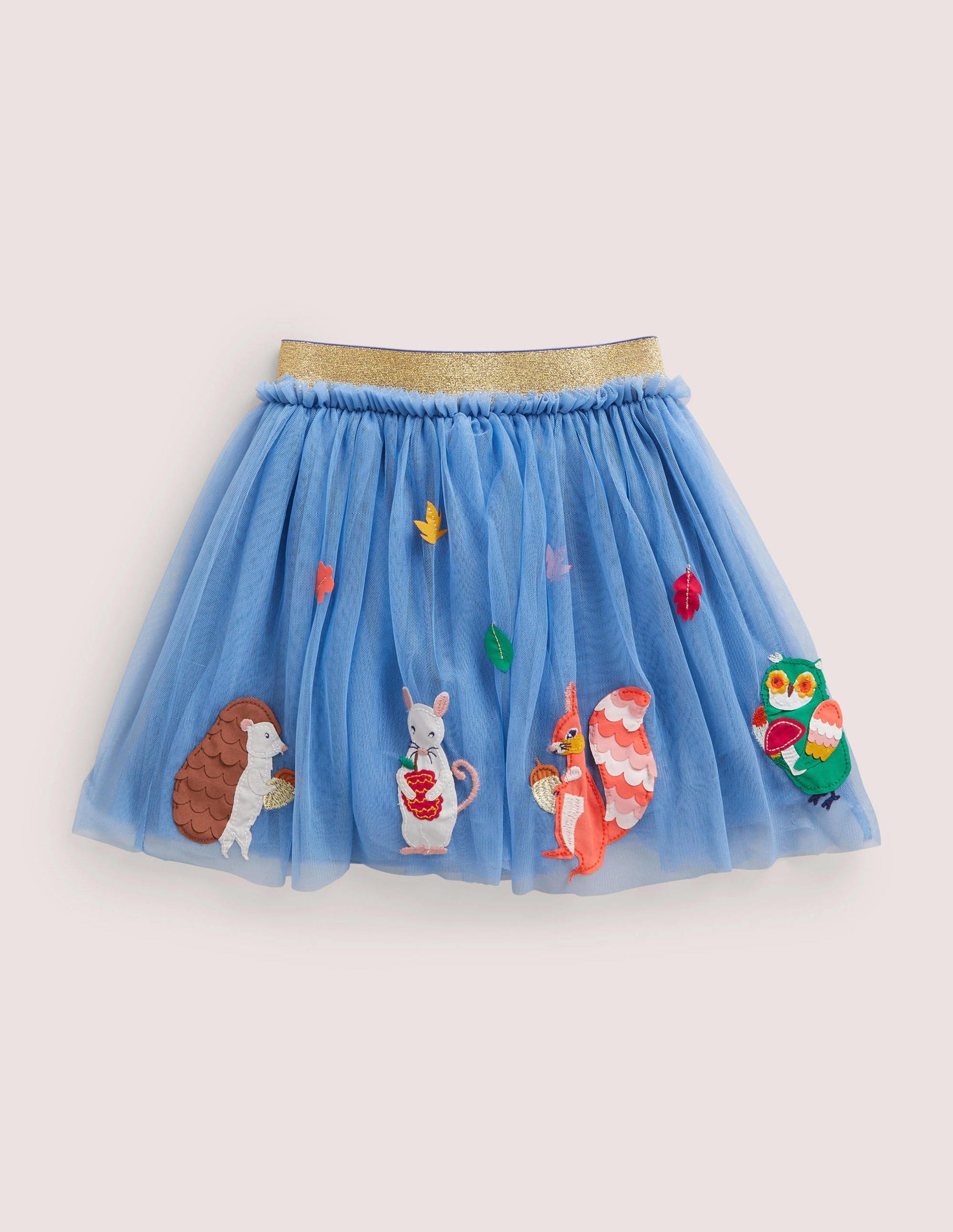 Tulle Appliqué Skirt-Riviera Blue Woodland Animals-1