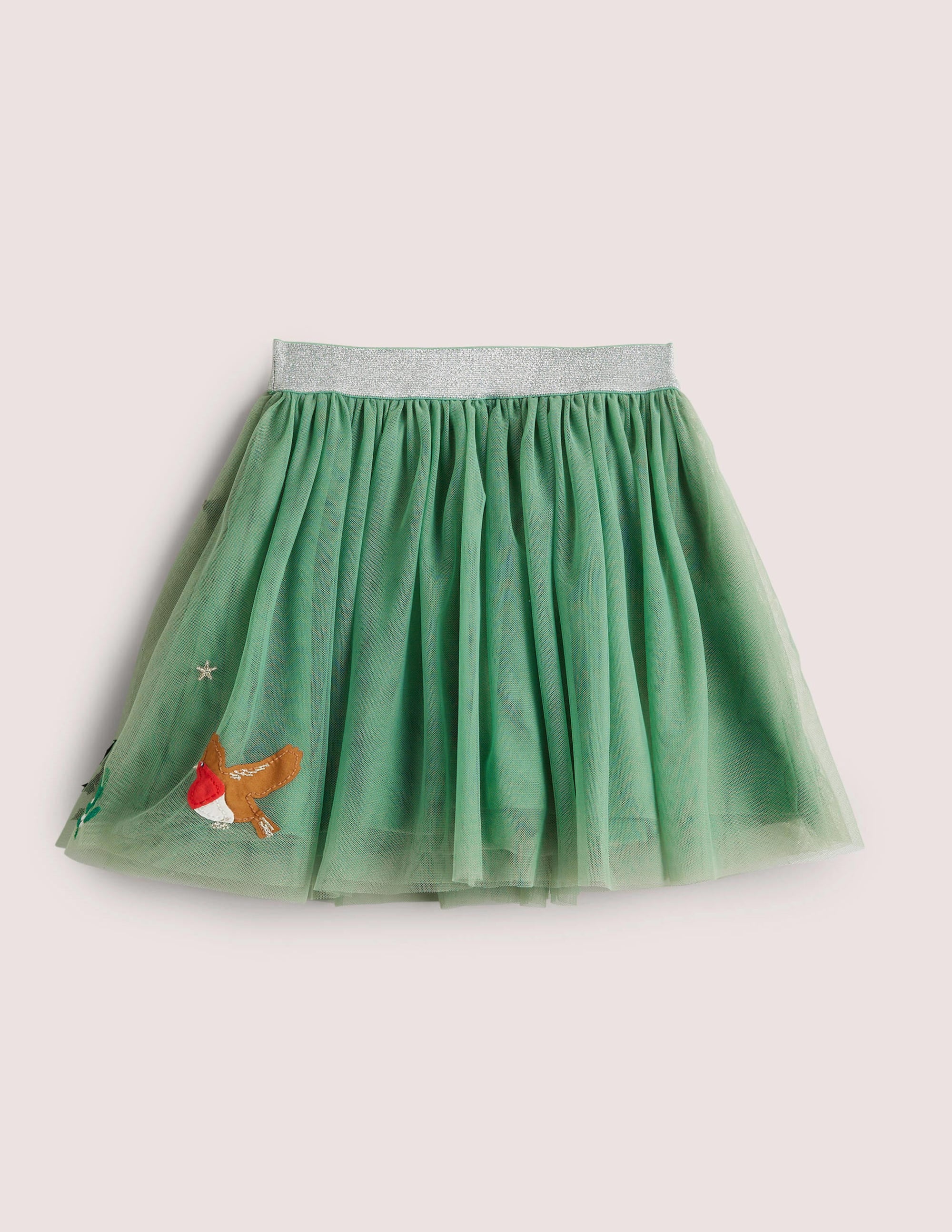Tulle Appliqué Skirt-Csarite Green Robins - Image 2