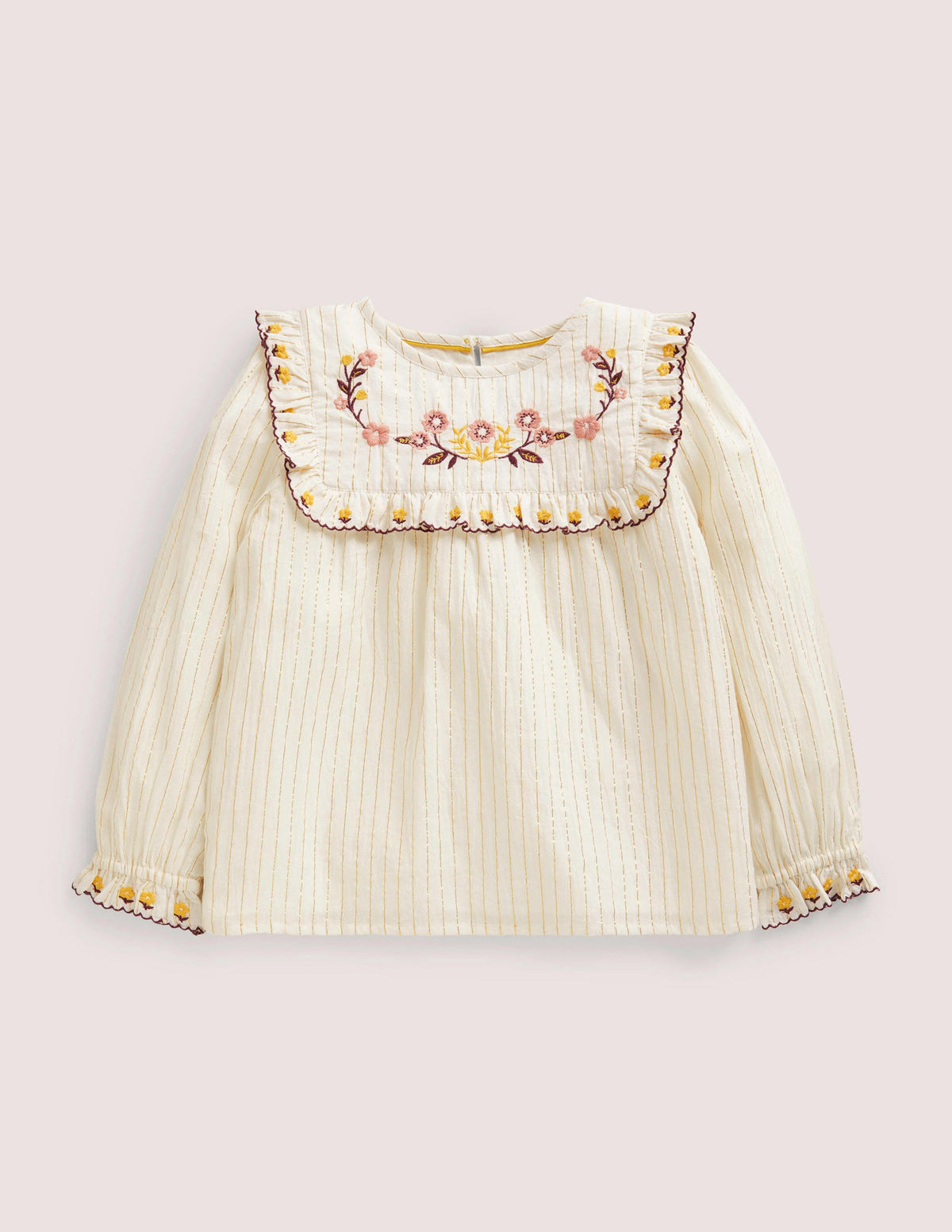 Frill Embroidered Woven Top-Ivory Embroidered Floral-1