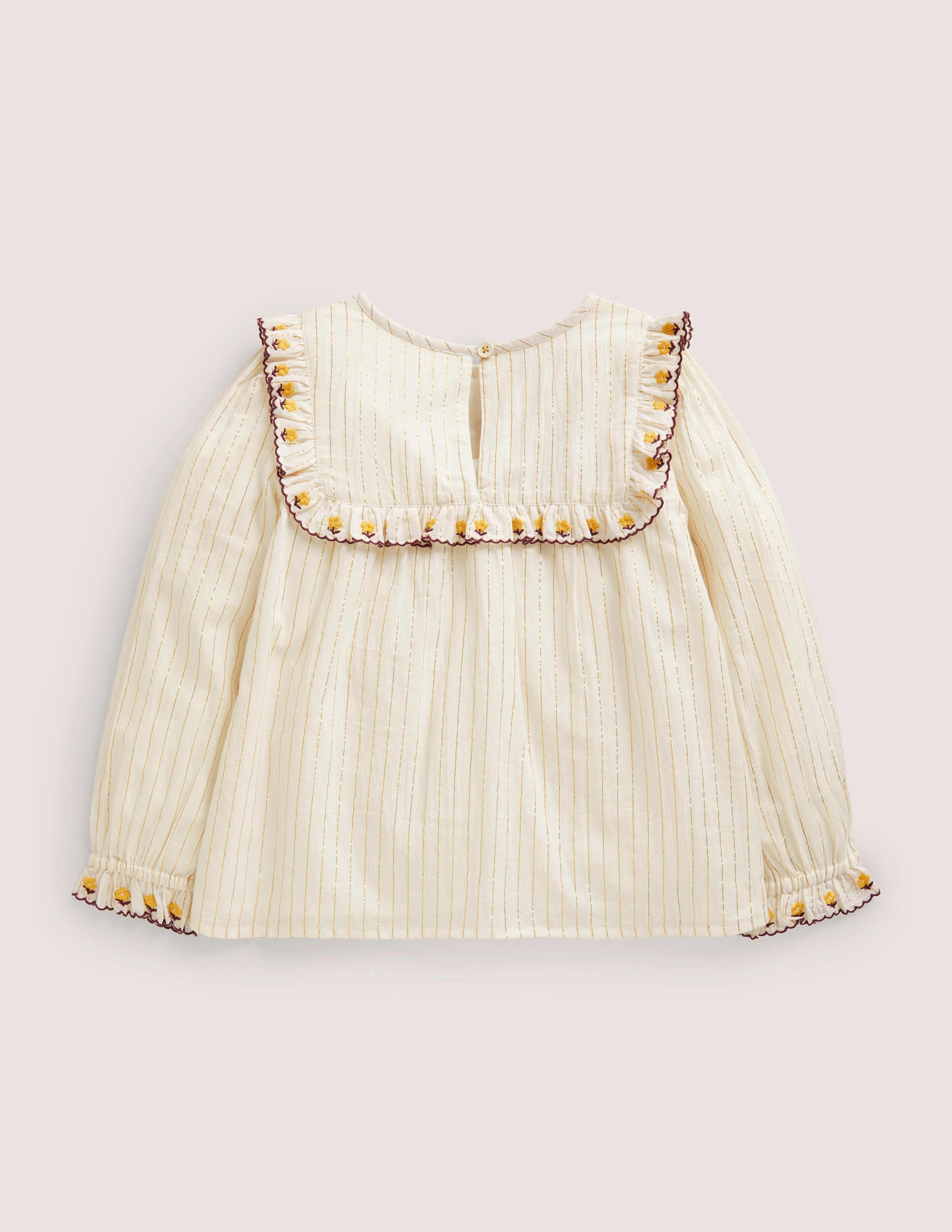 Frill Embroidered Woven Top-Ivory Embroidered Floral - Image 2