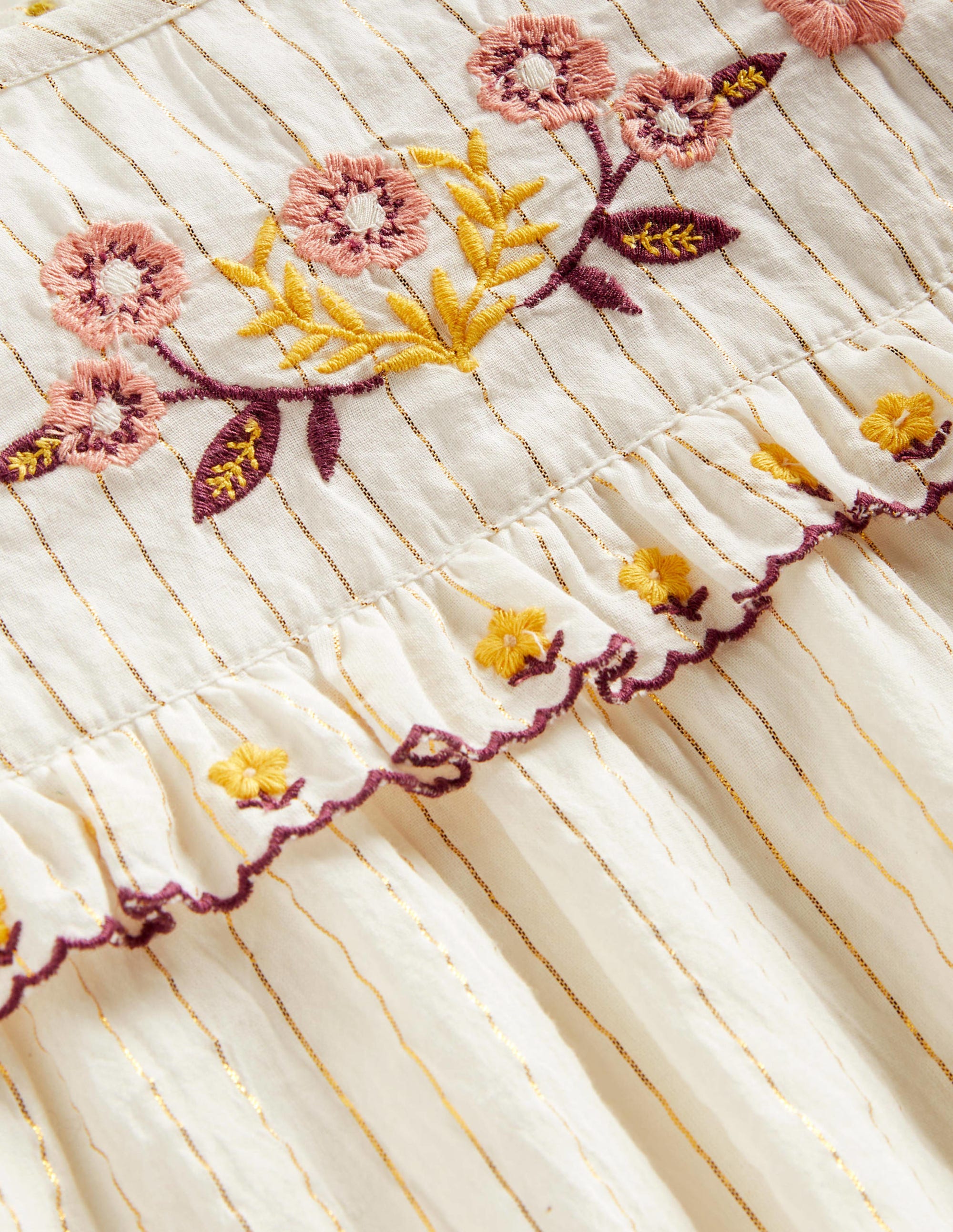 Frill Embroidered Woven Top-Ivory Embroidered Floral - Image 3