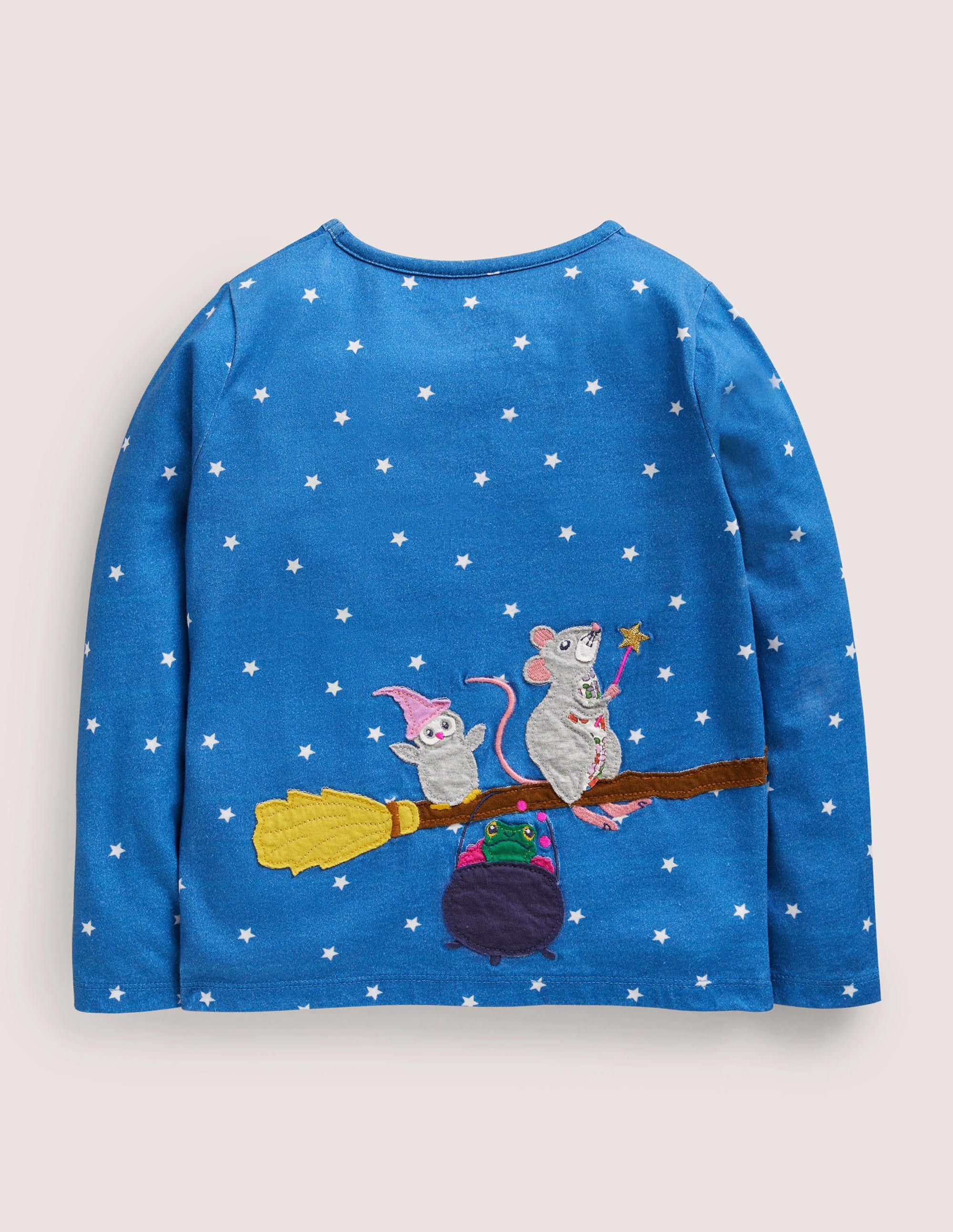 Front & Back Halloween Top-Bright Marina Blue Stars - Image 2
