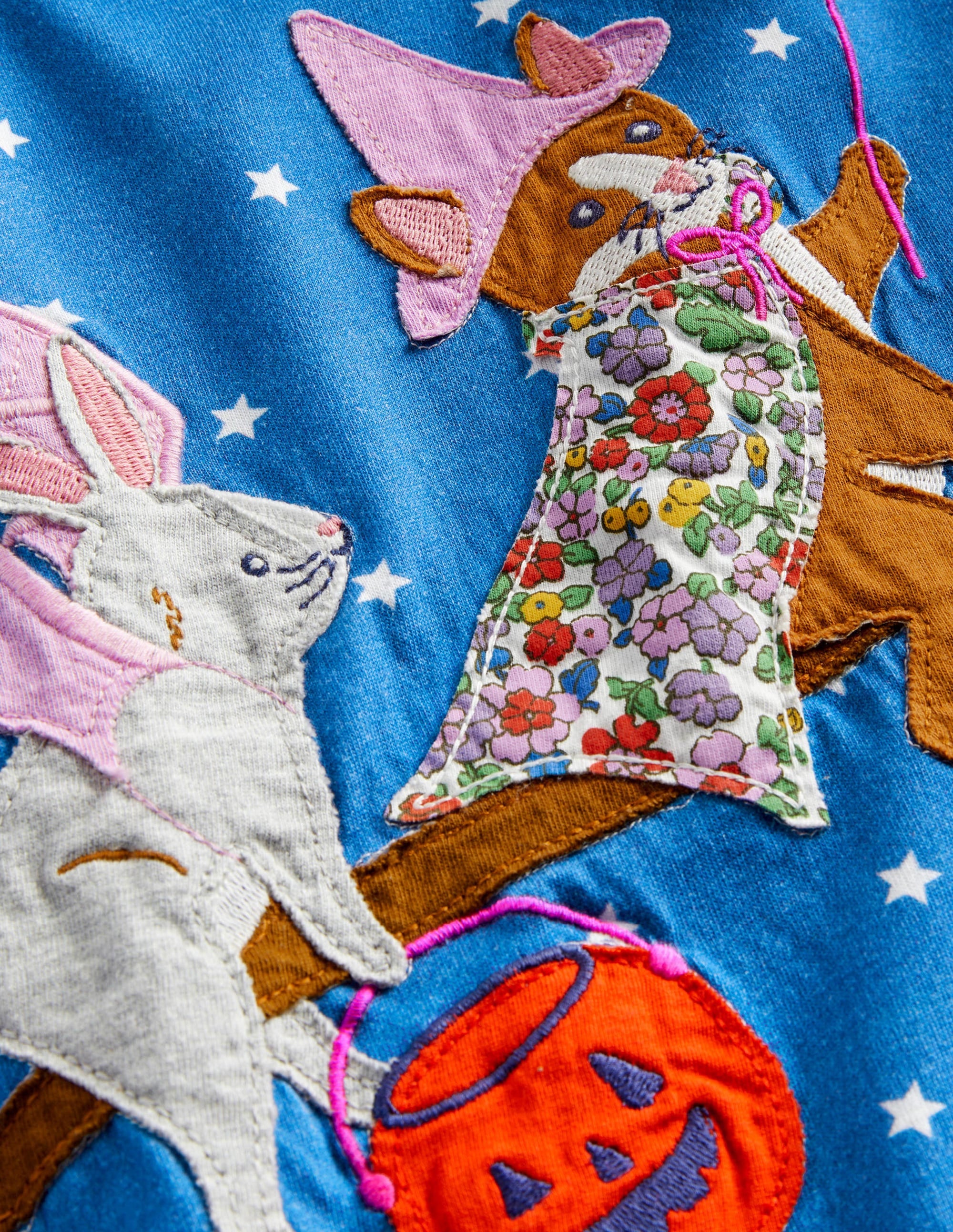 Front & Back Halloween Top-Bright Marina Blue Stars - Image 3