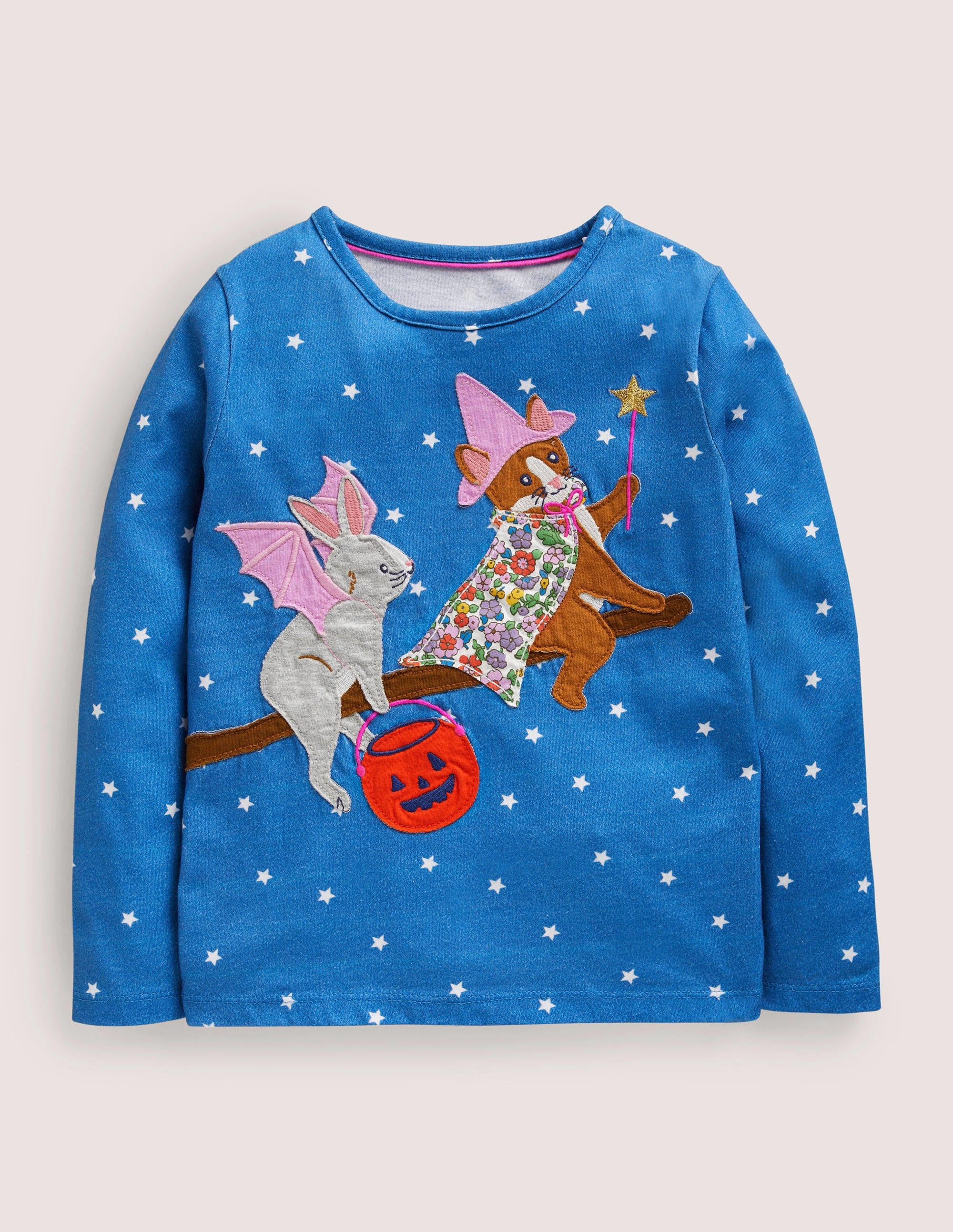 Front & Back Halloween Top-Bright Marina Blue Stars - Image 1