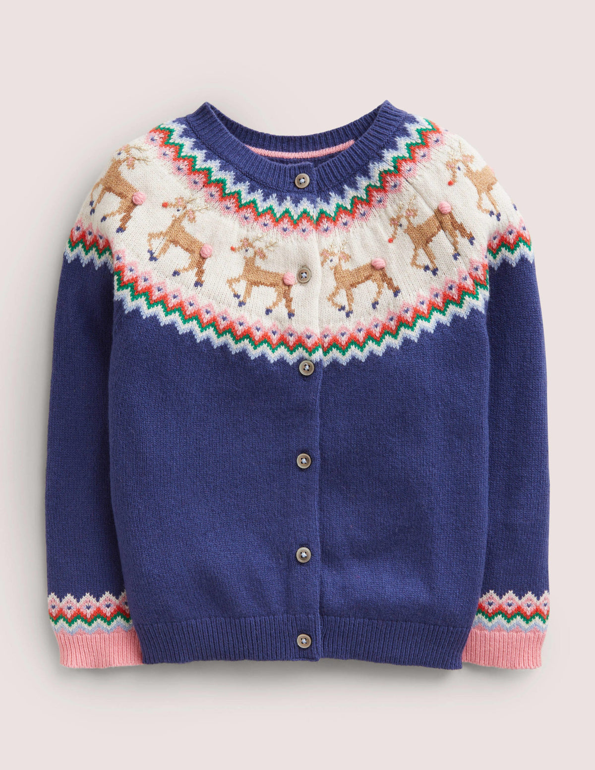 Navy Reindeer Fair Isle Christmas Cardigan-Navy Reindeers-1