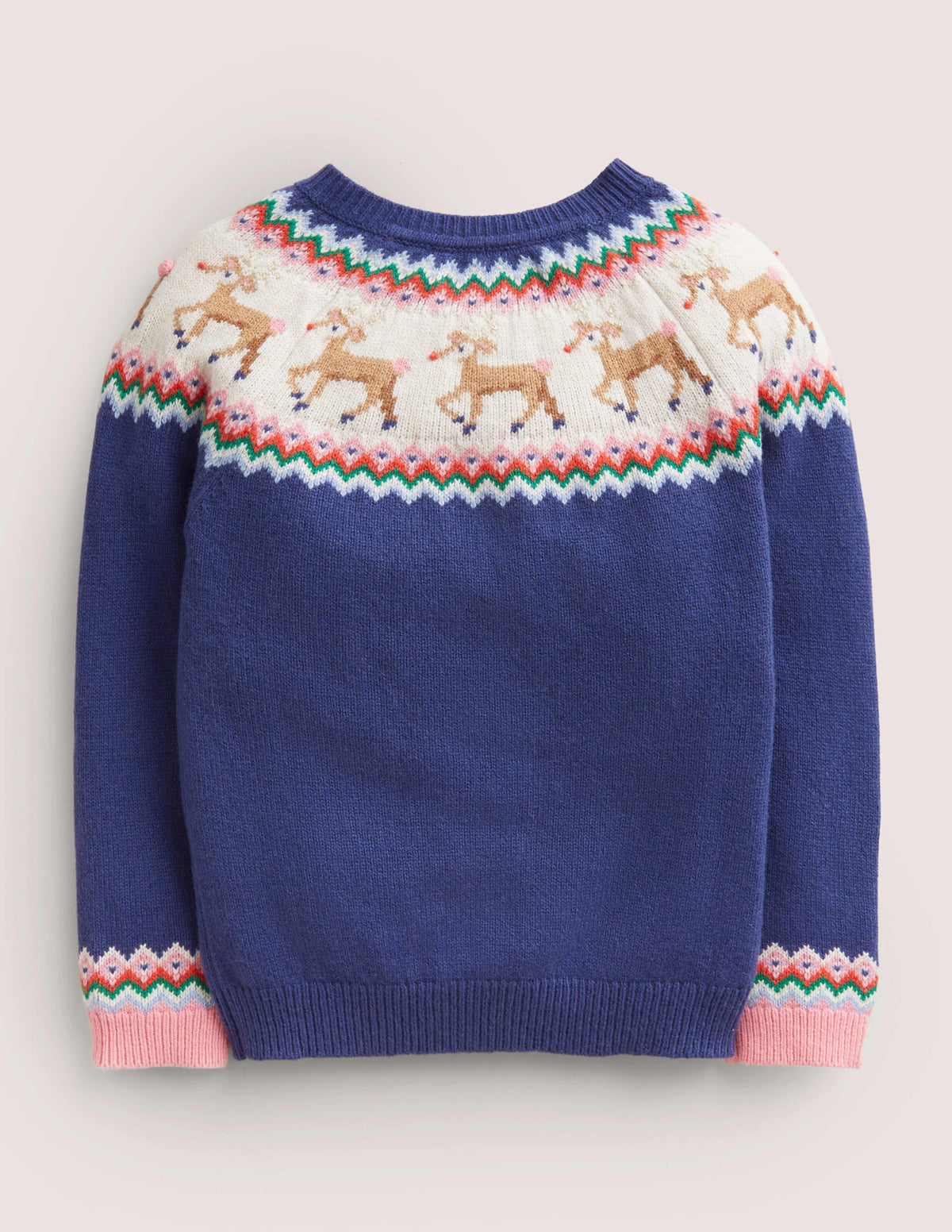 Navy Reindeer Fair Isle Christmas Cardigan-Navy Reindeers - Image 2