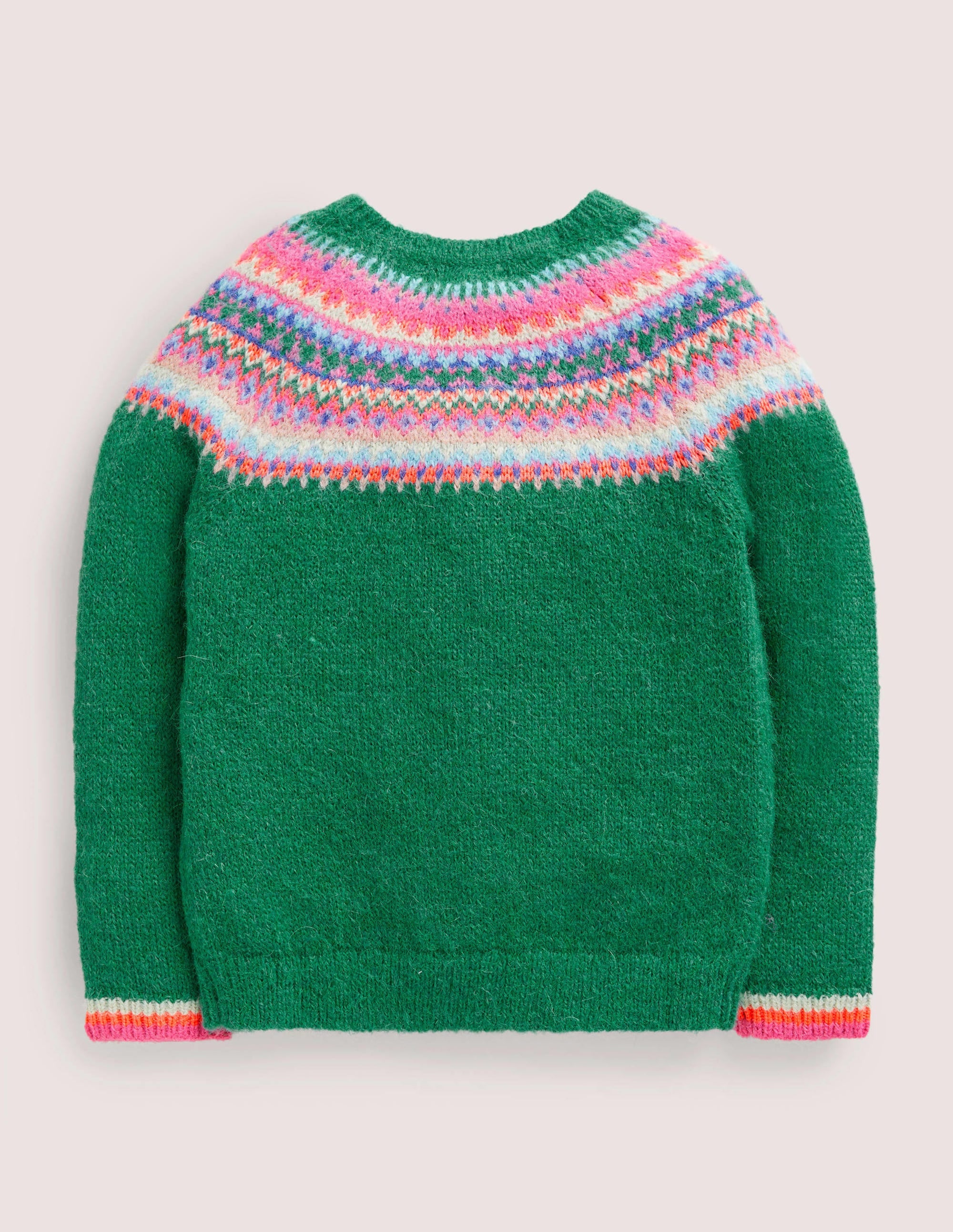 Green Fair Isle Yoke Cardigan-Green Pepper Multi Yoke - Image 2