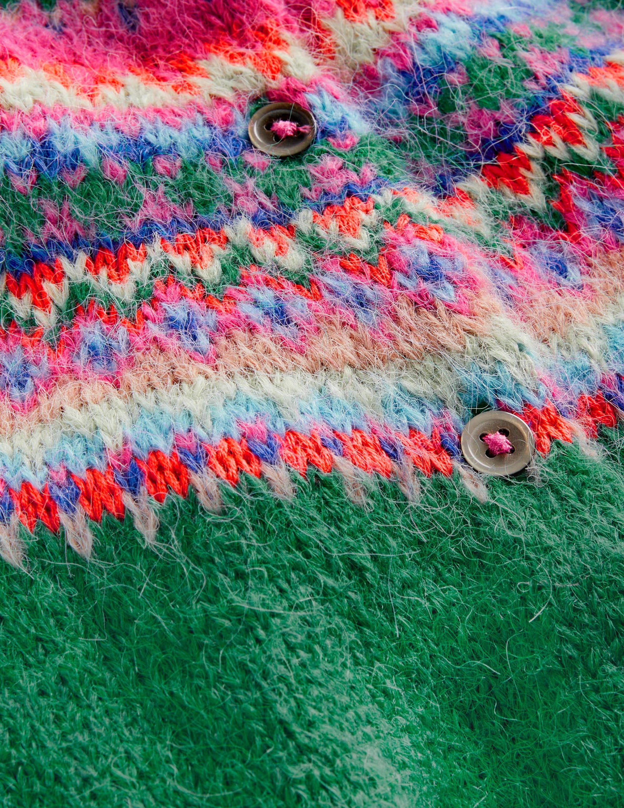 Green Fair Isle Yoke Cardigan-Green Pepper Multi Yoke - Image 3