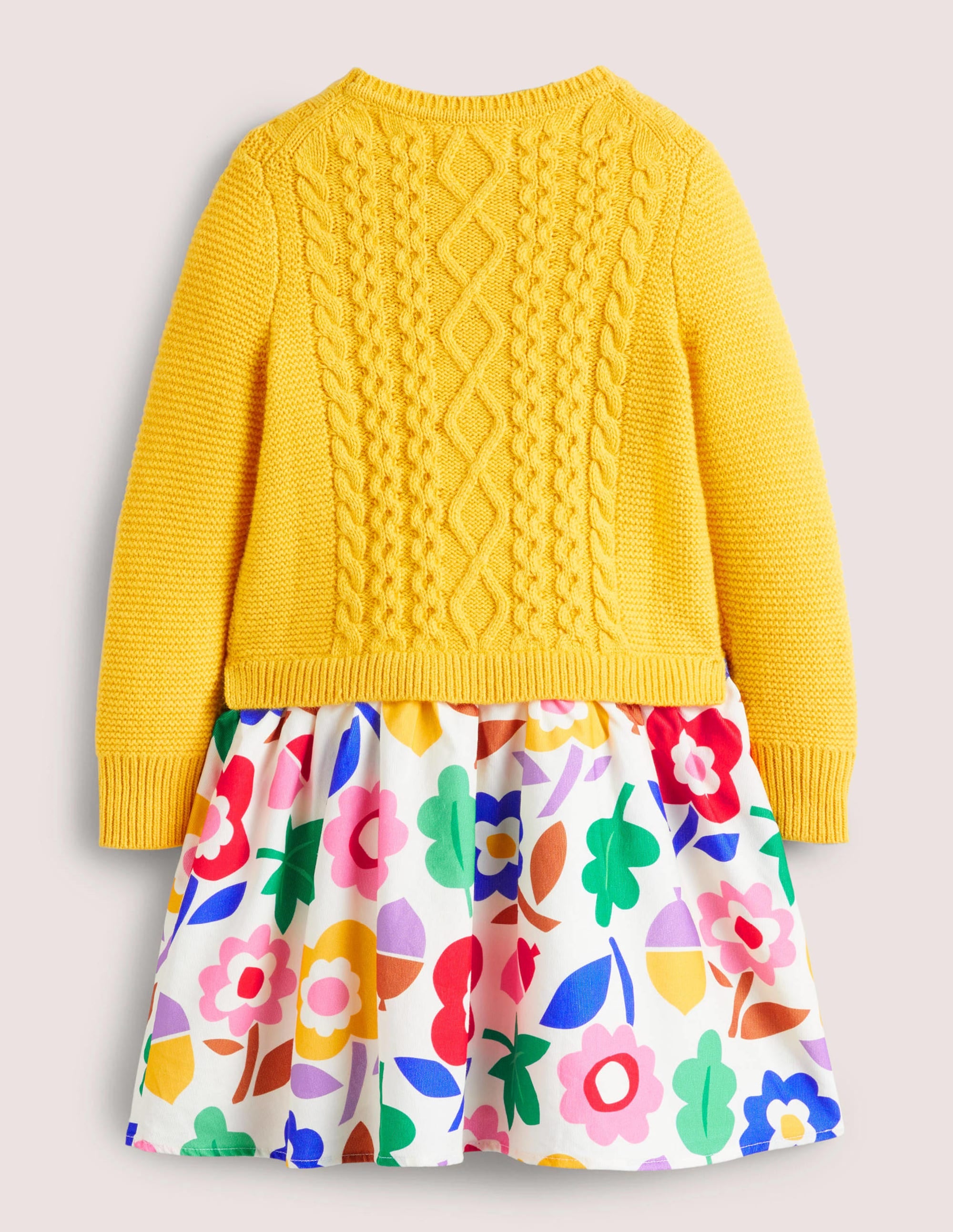 Woven & Knit Mix Dress-Ochre Acorn Floral - Image 2
