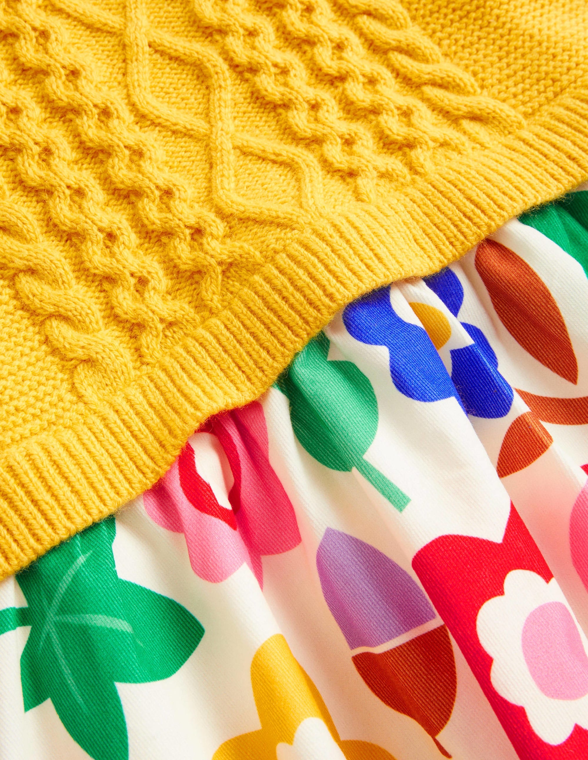 Woven & Knit Mix Dress-Ochre Acorn Floral - Image 3