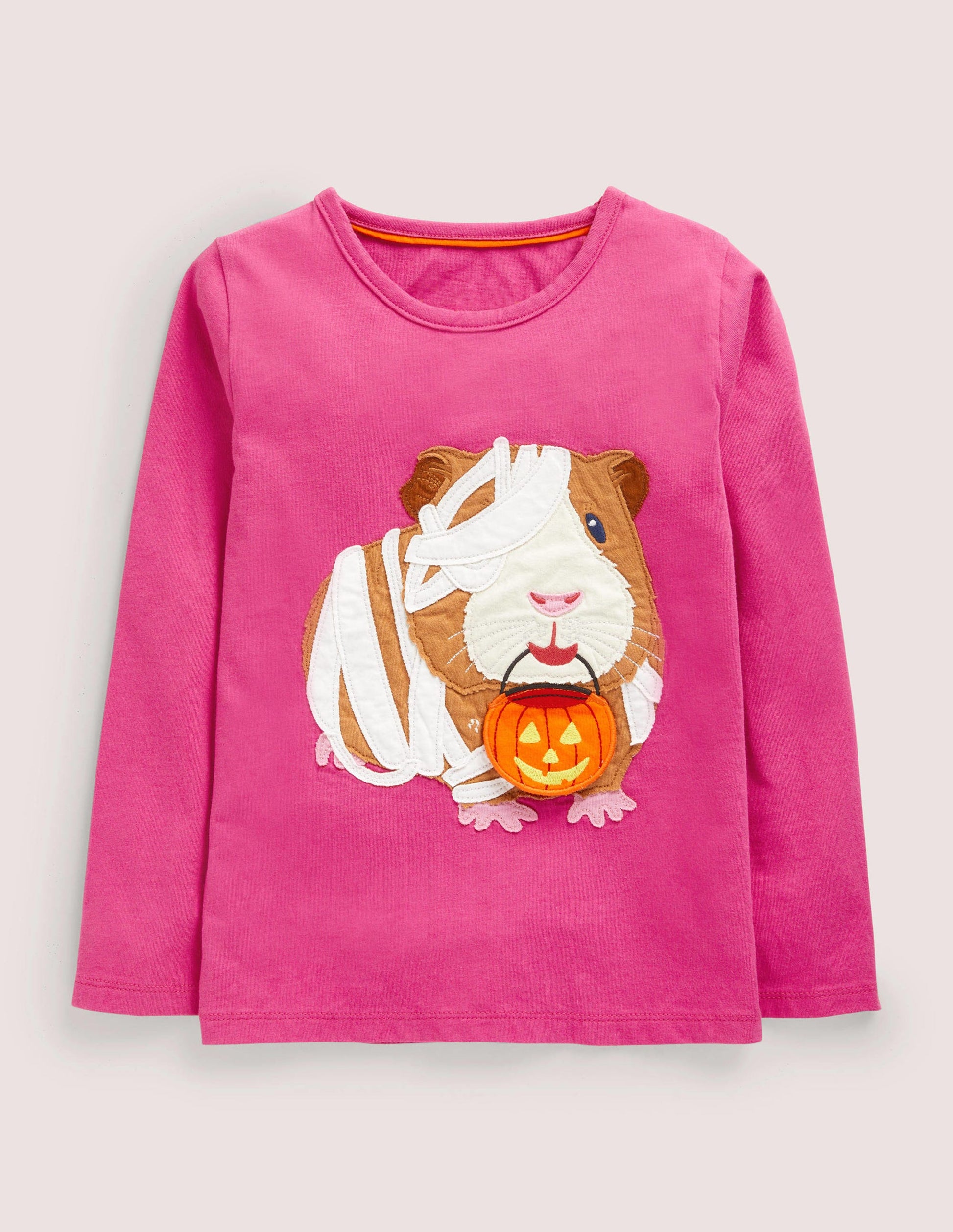 Halloween Appliqué T-shirt-Tickled Pink Guinea Pig-1