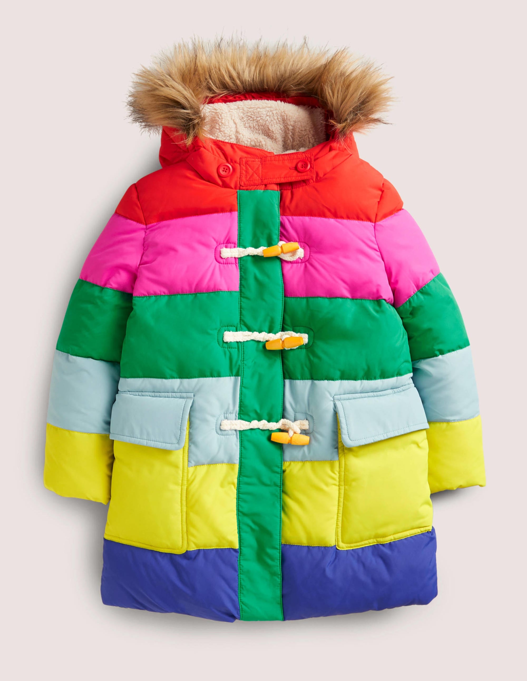 Rainbow Fleece-Lined Hooded Puffer Jacket-Multi Rainbow - Image 1