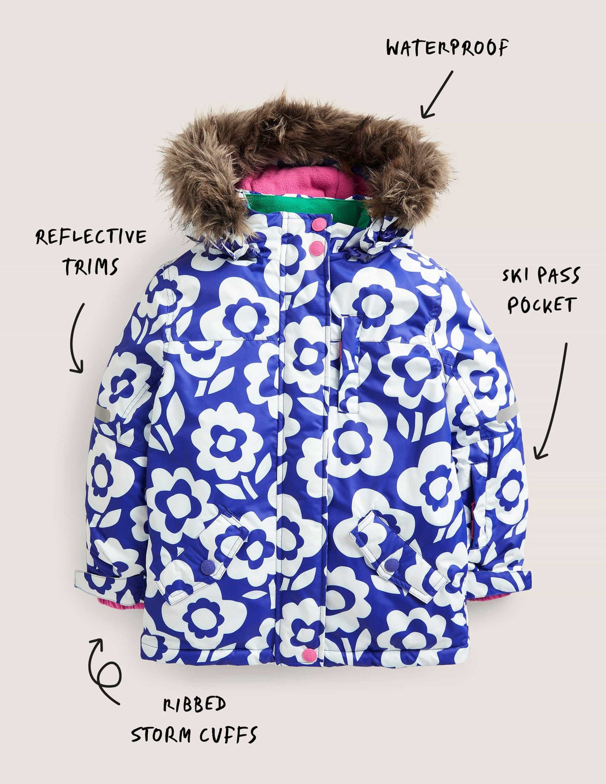 All-Weather Waterproof Jacket-Ivory/Bluing Blue Floral-5