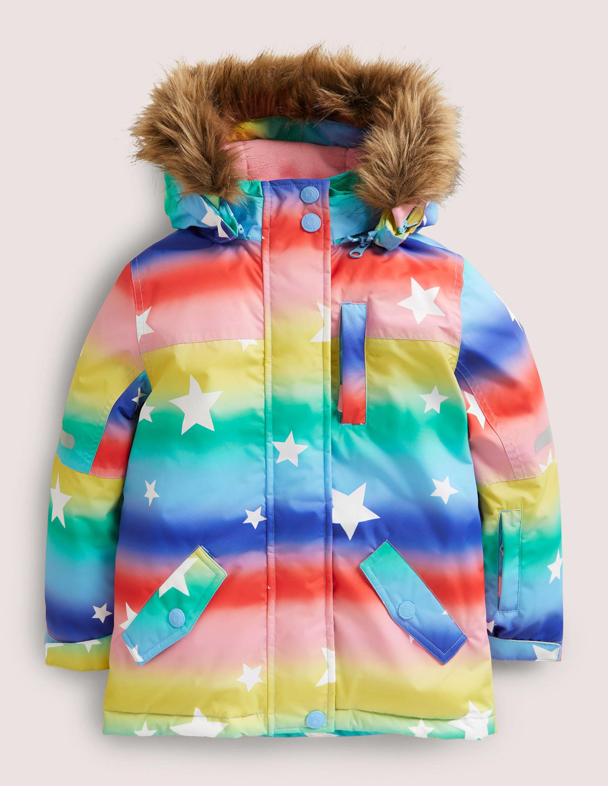 Rainbow Star Print Hooded Waterproof Jacket-Ombre Rainbow Star-1