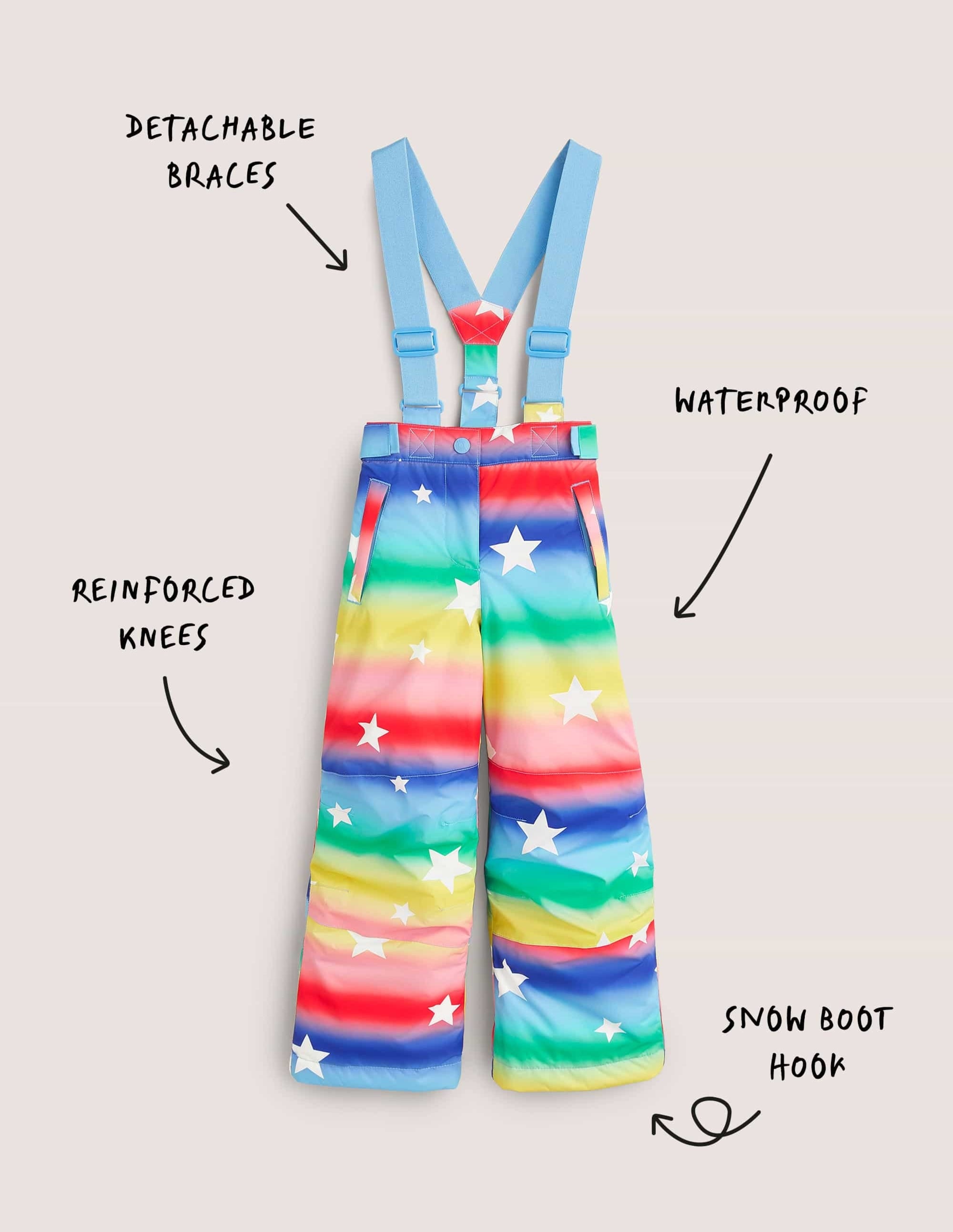 Rainbow Star Waterproof Dungaree Trousers-Ombre Rainbow Star - Image 4
