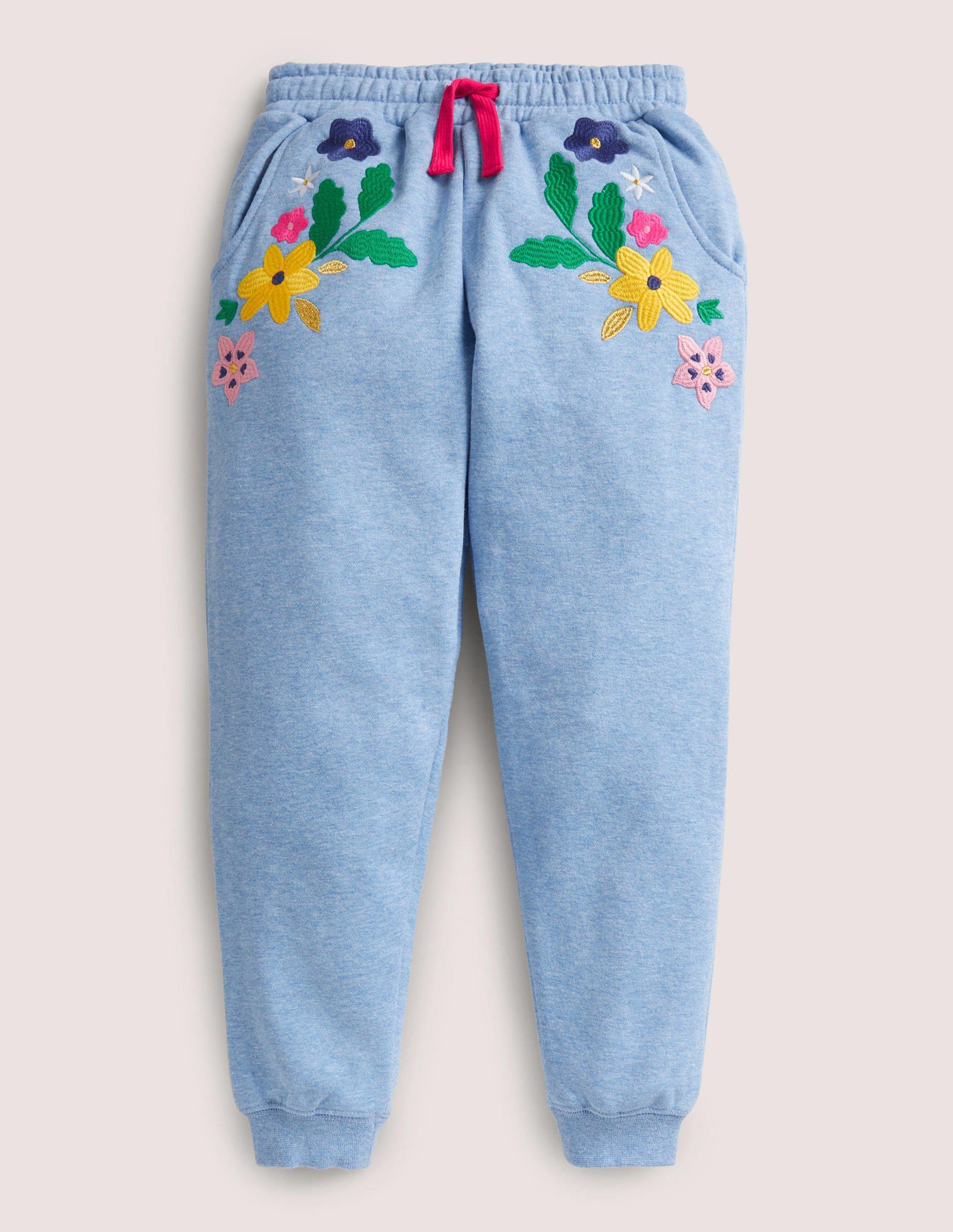 Embroidered Joggers-Riviera Blue Floral-1