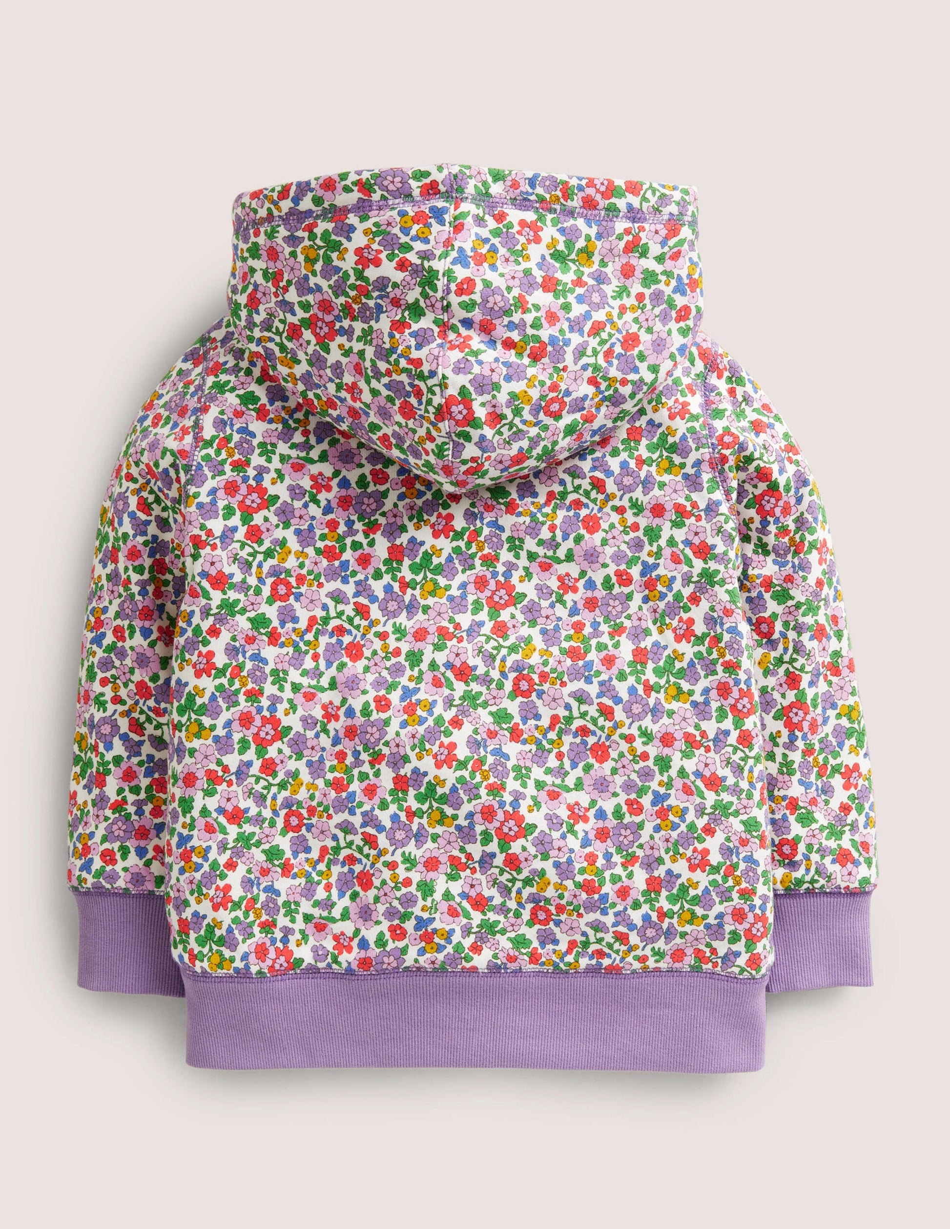 Purple Floral Borg Lined Hoodie-Aster Purple Floral-2