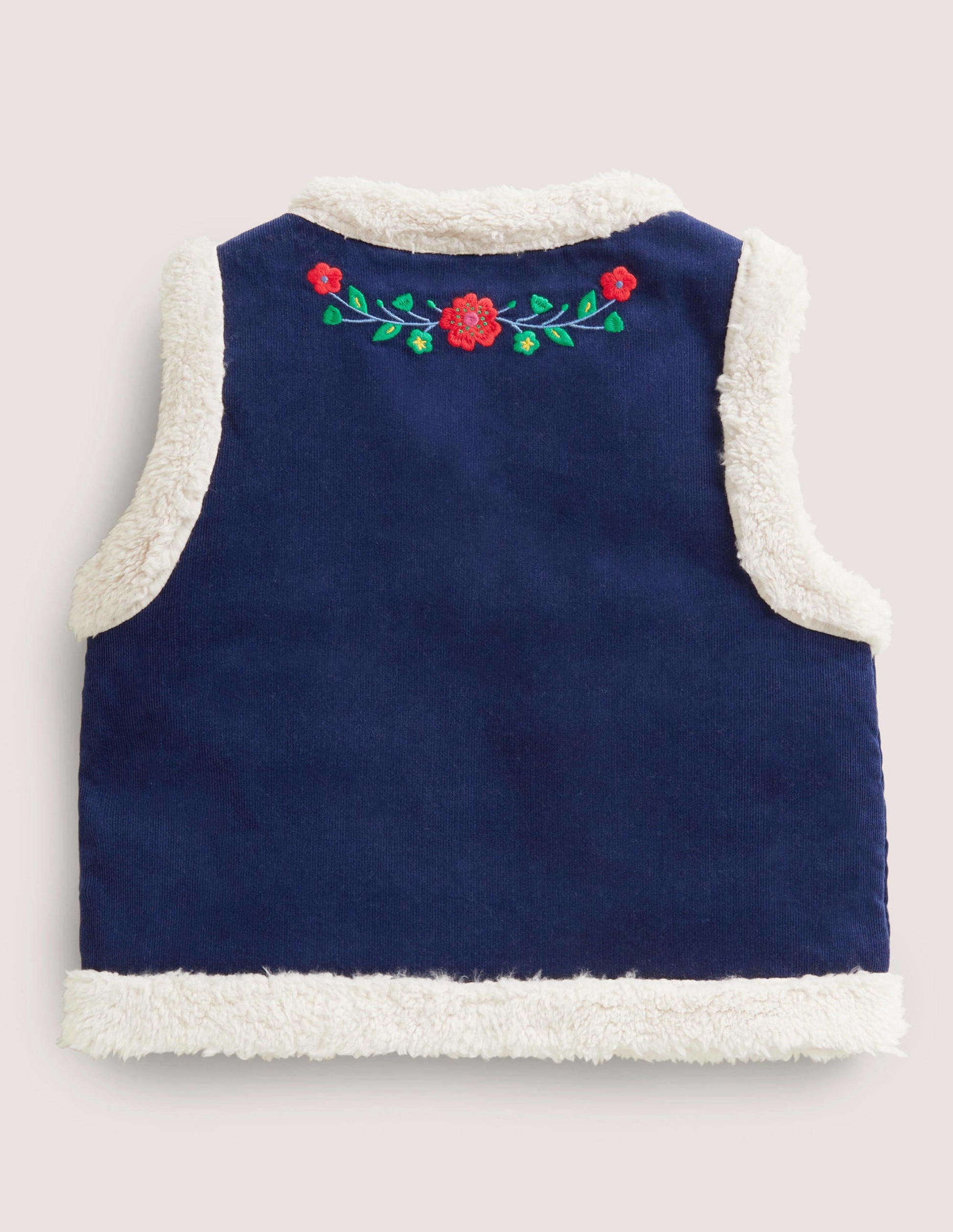 Shaggy Lined Emboidered Gilet-College Navy-2