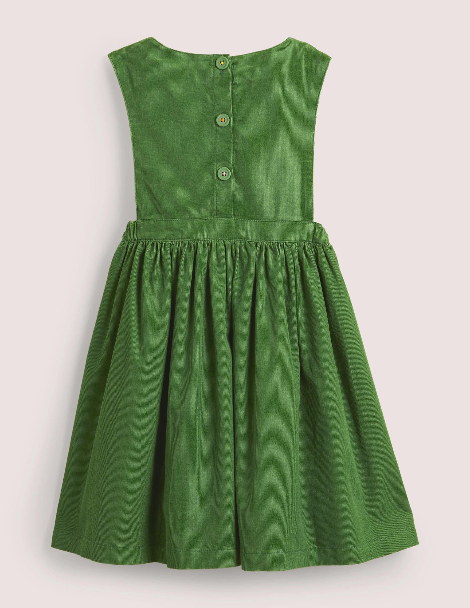 Appliqué Pinafore Dress-Olive Green Owls - Image 2