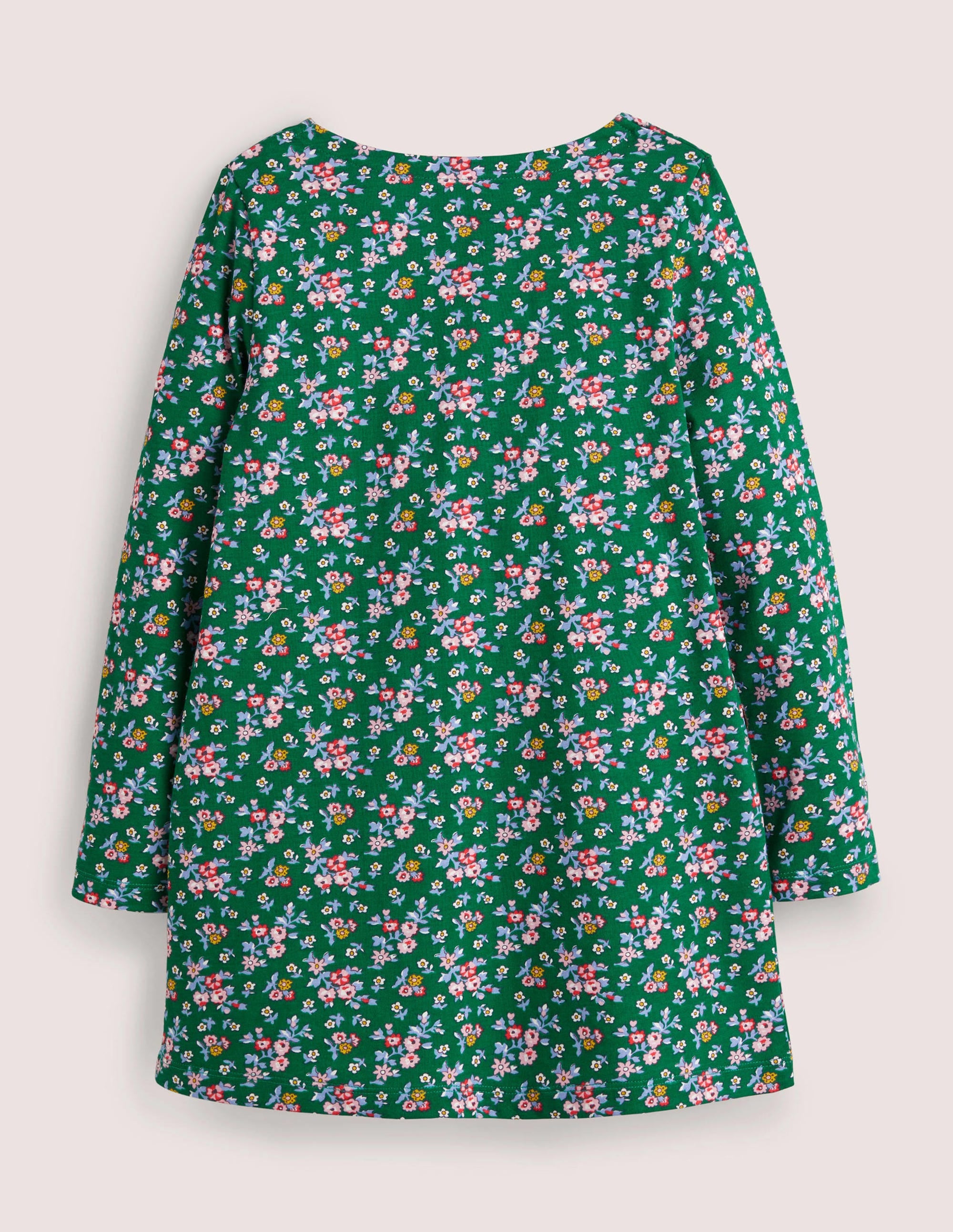 Pocket Jersey Tunic-Shady Green Floral Robins - Image 2
