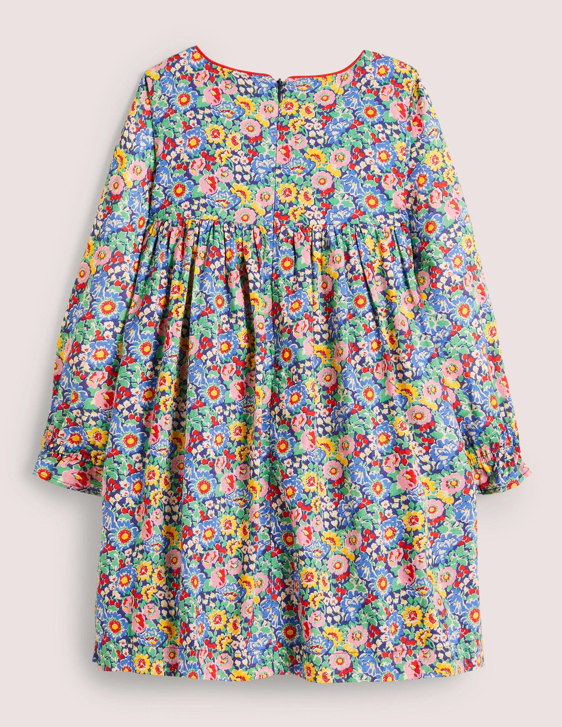 Long-sleeved Smock Dress-Multi Floral-2